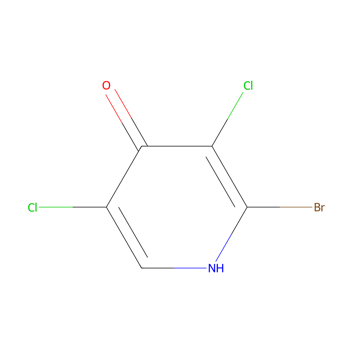 2-Bromo-3,5-dichloro-4-hydroxypyridine molecular structure, CAS 1970-38-3