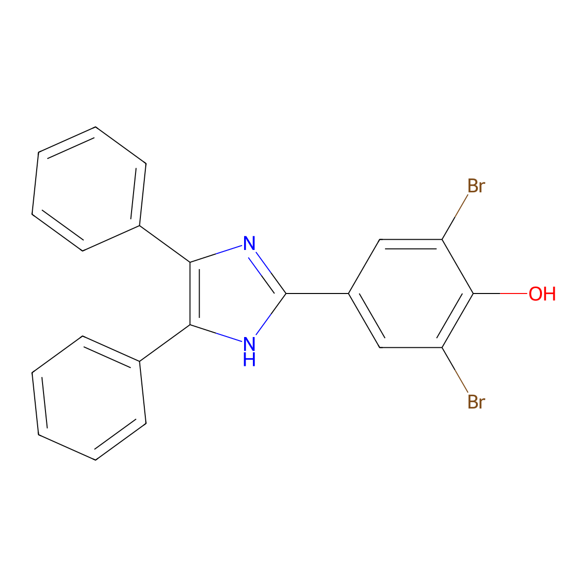 Phenol, 2,6-dibromo-4-(4,5-diphenyl-1H-imidazol-2-yl)- molecular structure, CAS 1970-92-9