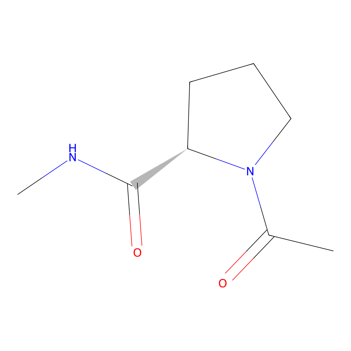 N-acetylproline N-methylamide molecular structure, CAS 19701-85-0