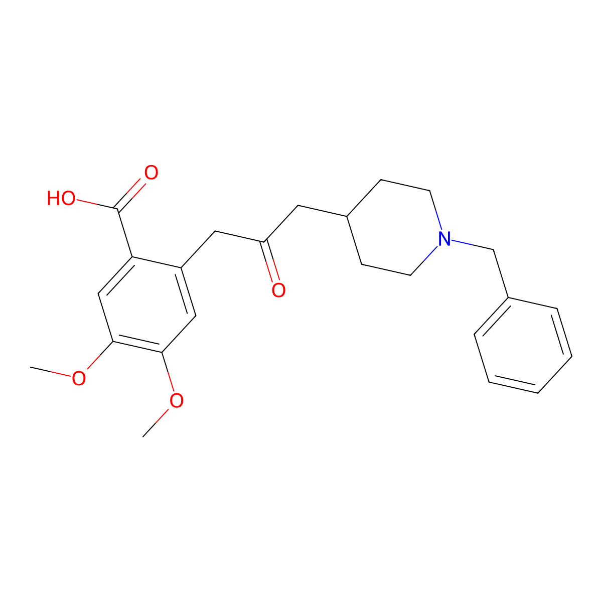 2-(3-(1-Benzylpiperidin-4-yl)-2-oxopropyl)-4,5-dimethoxybenzoic acid molecular structure, CAS 197010-25-6
