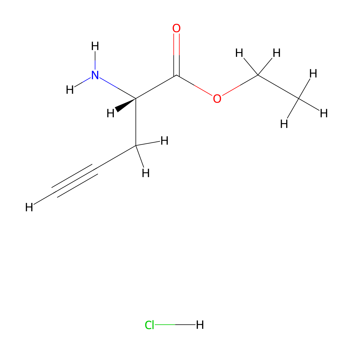 ethyl (S)-2-aminopent-4-ynoate hydrochloride molecular structure, CAS 1970138-38-5