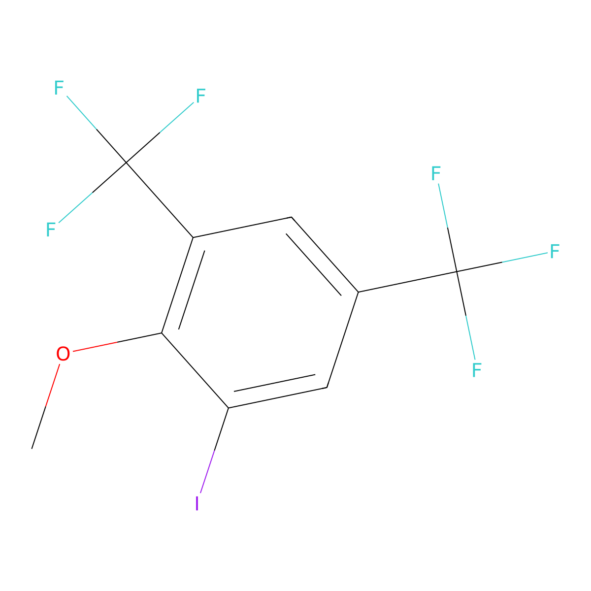 1-Iodo-2-methoxy-3,5-bis(trifluoromethyl)benzene molecular structure, CAS 197015-72-8