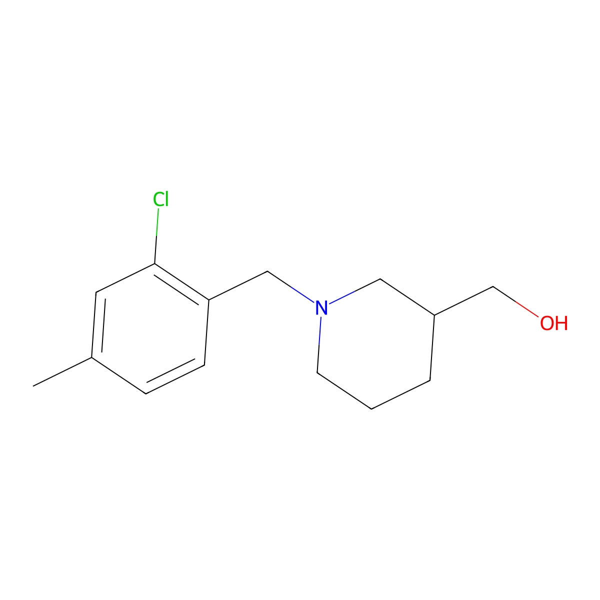 (1-(2-Chloro-4-methylbenzyl)piperidin-3-yl)methanol molecular structure, CAS 1970163-57-5