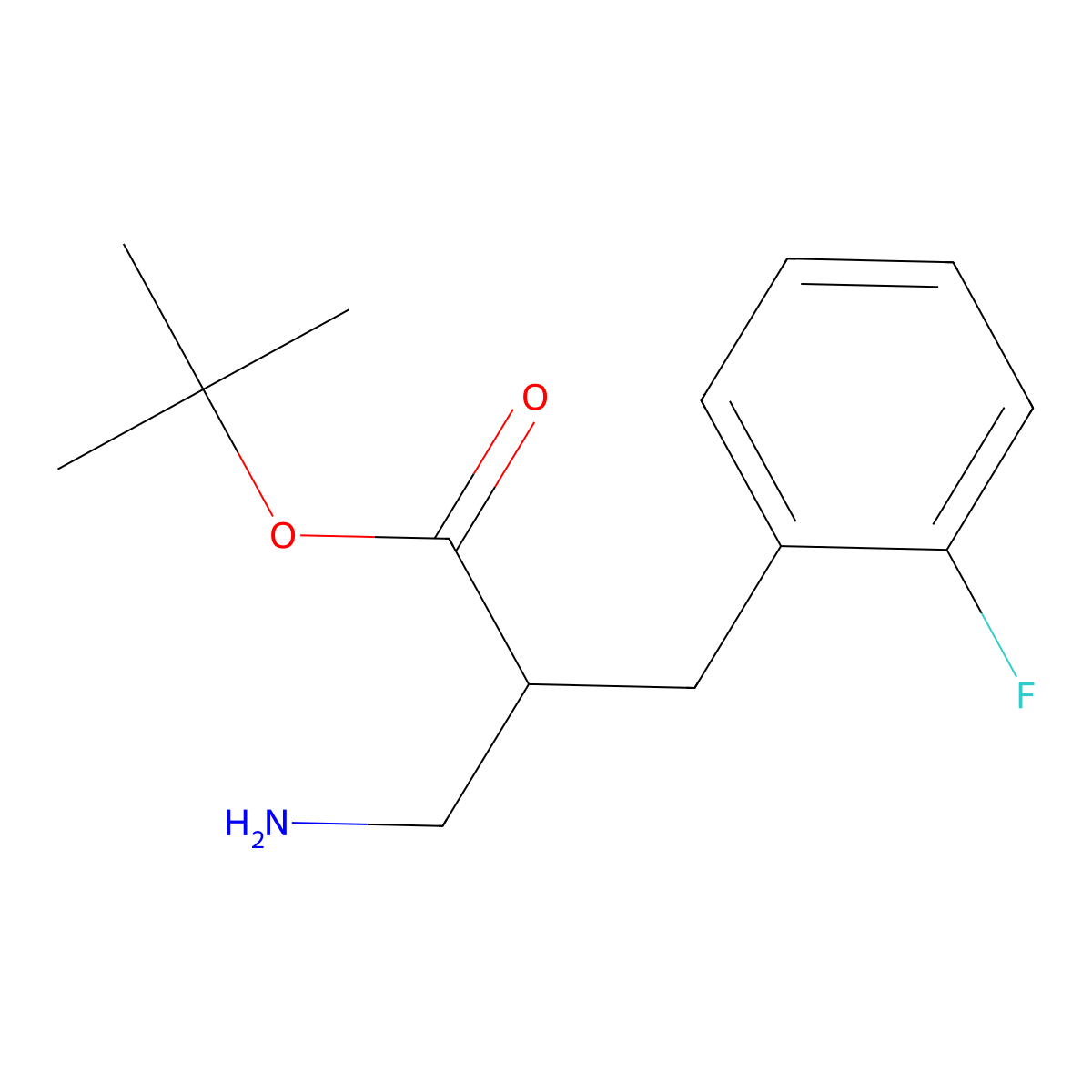 Tert-butyl 3-amino-2-[(2-fluorophenyl)methyl]propanoate molecular structure, CAS 1970525-42-8