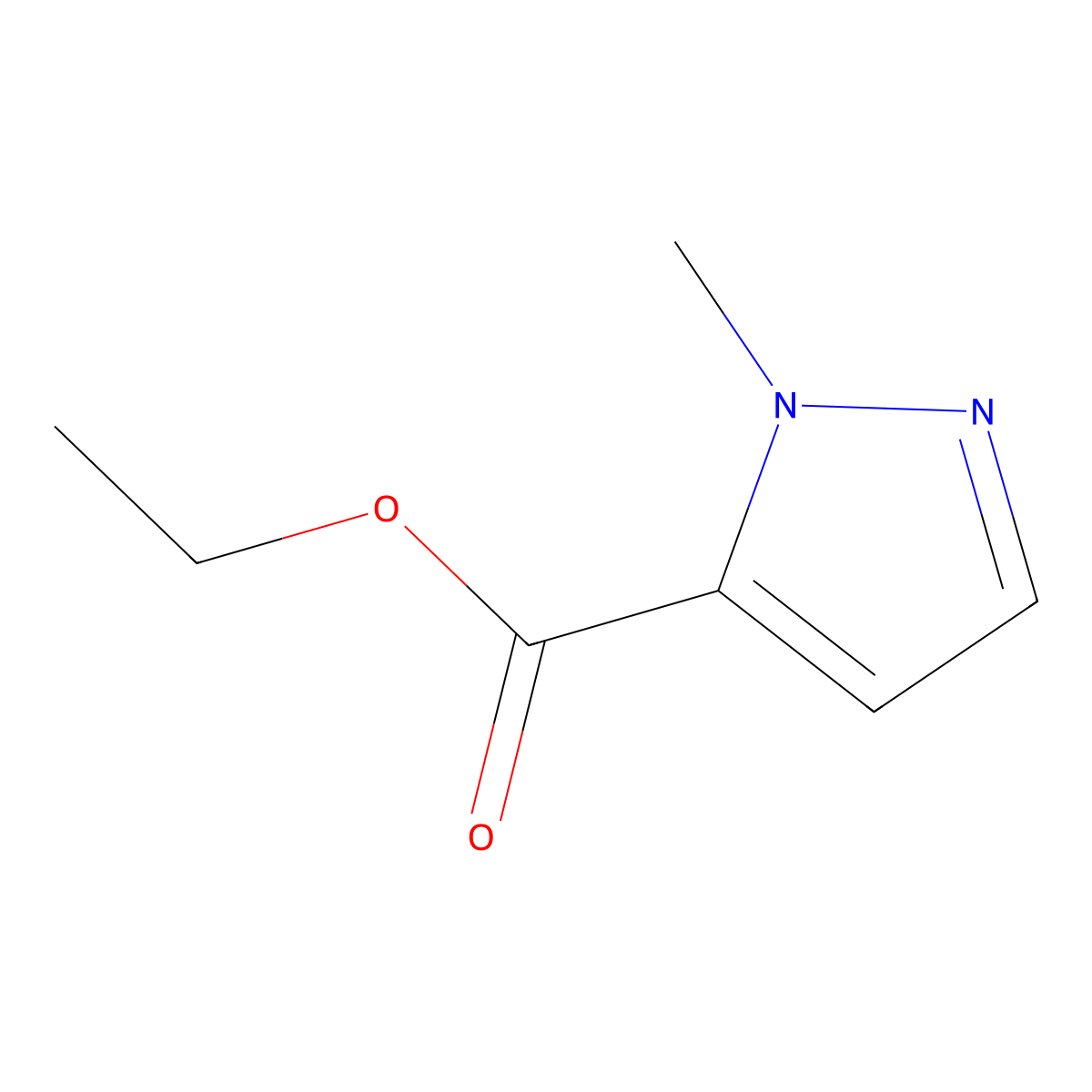 Ethyl 1-methyl-1H-pyrazole-5-carboxylate molecular structure, CAS 197079-26-8