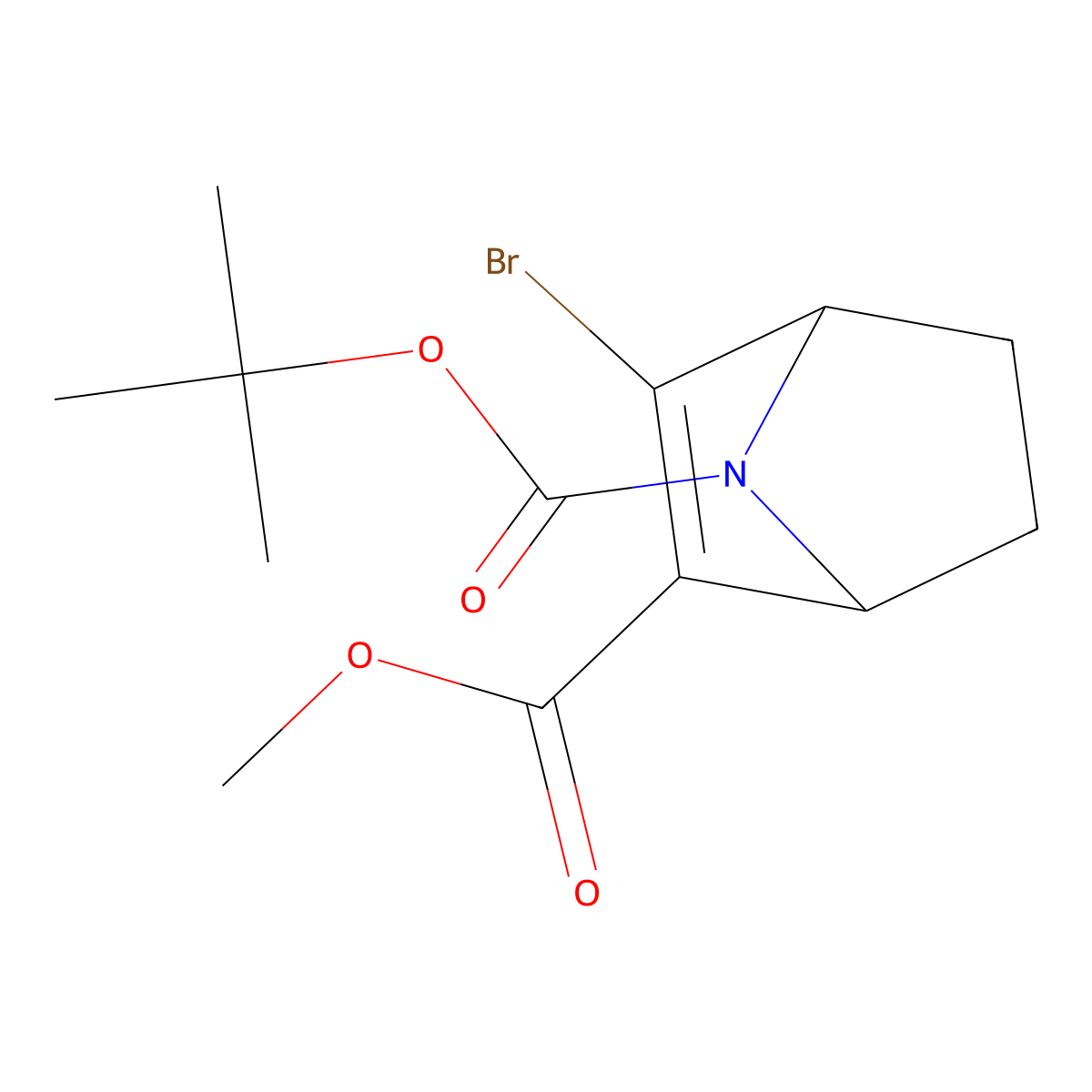 7-Tert-butyl 2-methyl 3-bromo-7-azabicyclo[2.2.1]hept-2-ene-2,7-dicarboxylate molecular structure, CAS 197080-71-0