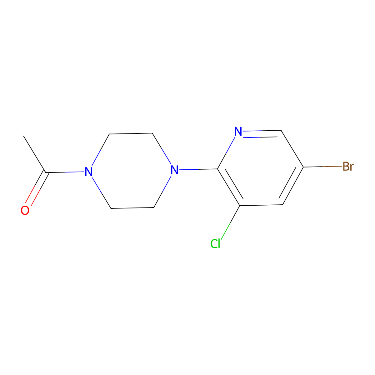 1-[4-(5-Bromo-3-chloropyridin-2-yl)piperazin-1-yl]ethan-1-one molecular structure, CAS 1970855-32-3