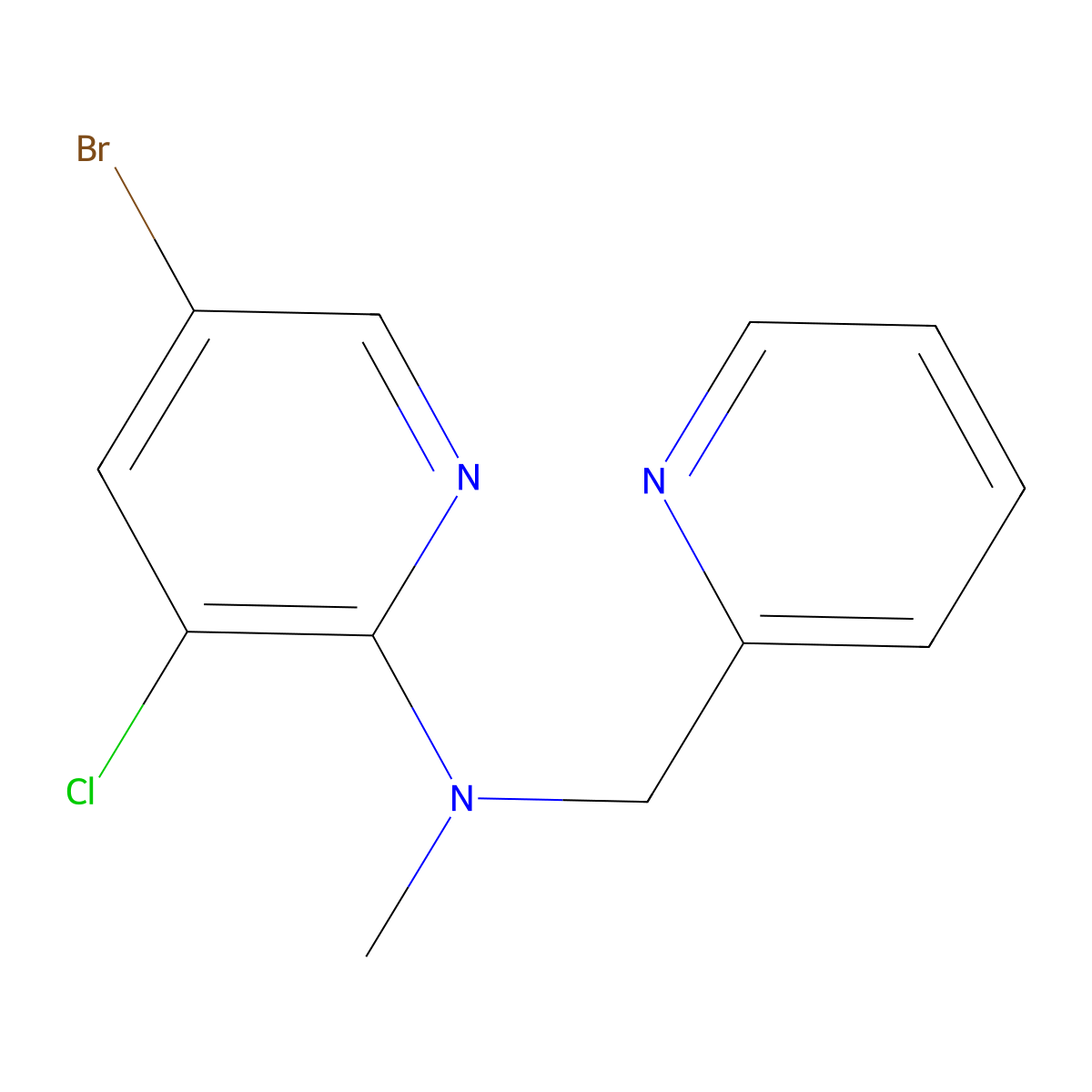 5-bromo-3-chloro-N-methyl-N-(pyridin-2-ylmethyl)pyridin-2-amine molecular structure, CAS 1970855-84-5