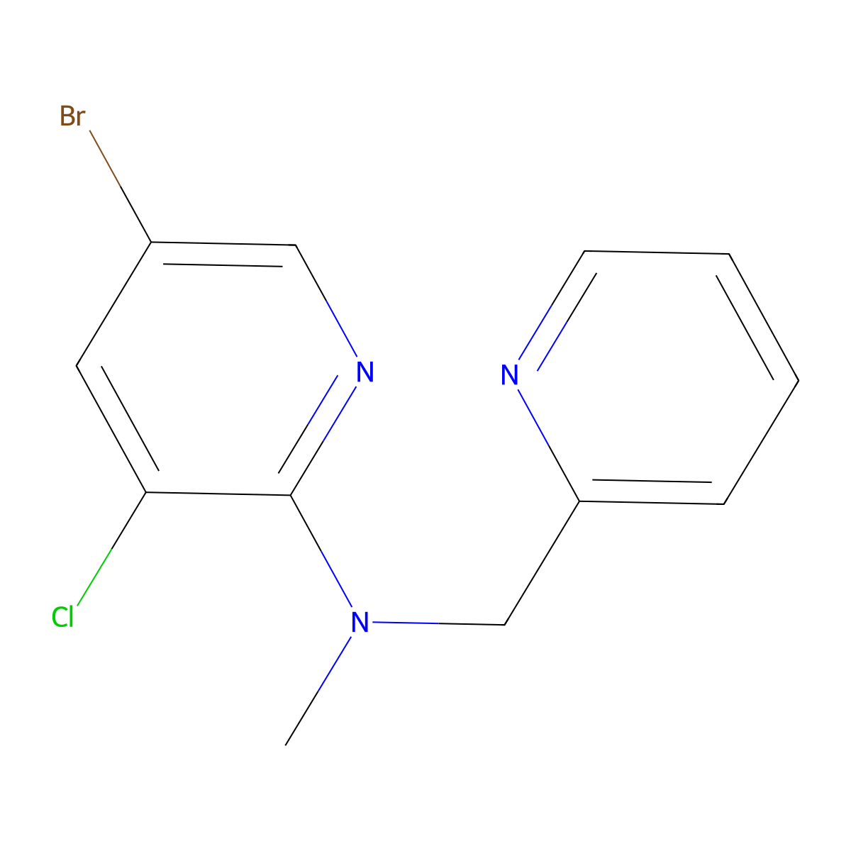 5-bromo-3-chloro-N-methyl-N-(pyridin-2-ylmethyl)pyridin-2-amine molecular structure, CAS 1970855-84-5
