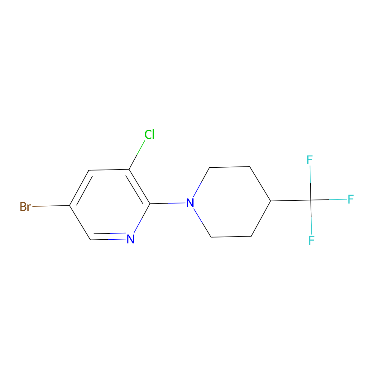 5-Bromo-3-chloro-2-[4-(trifluoromethyl)piperidin-1-yl]pyridine molecular structure, CAS 1970856-20-2