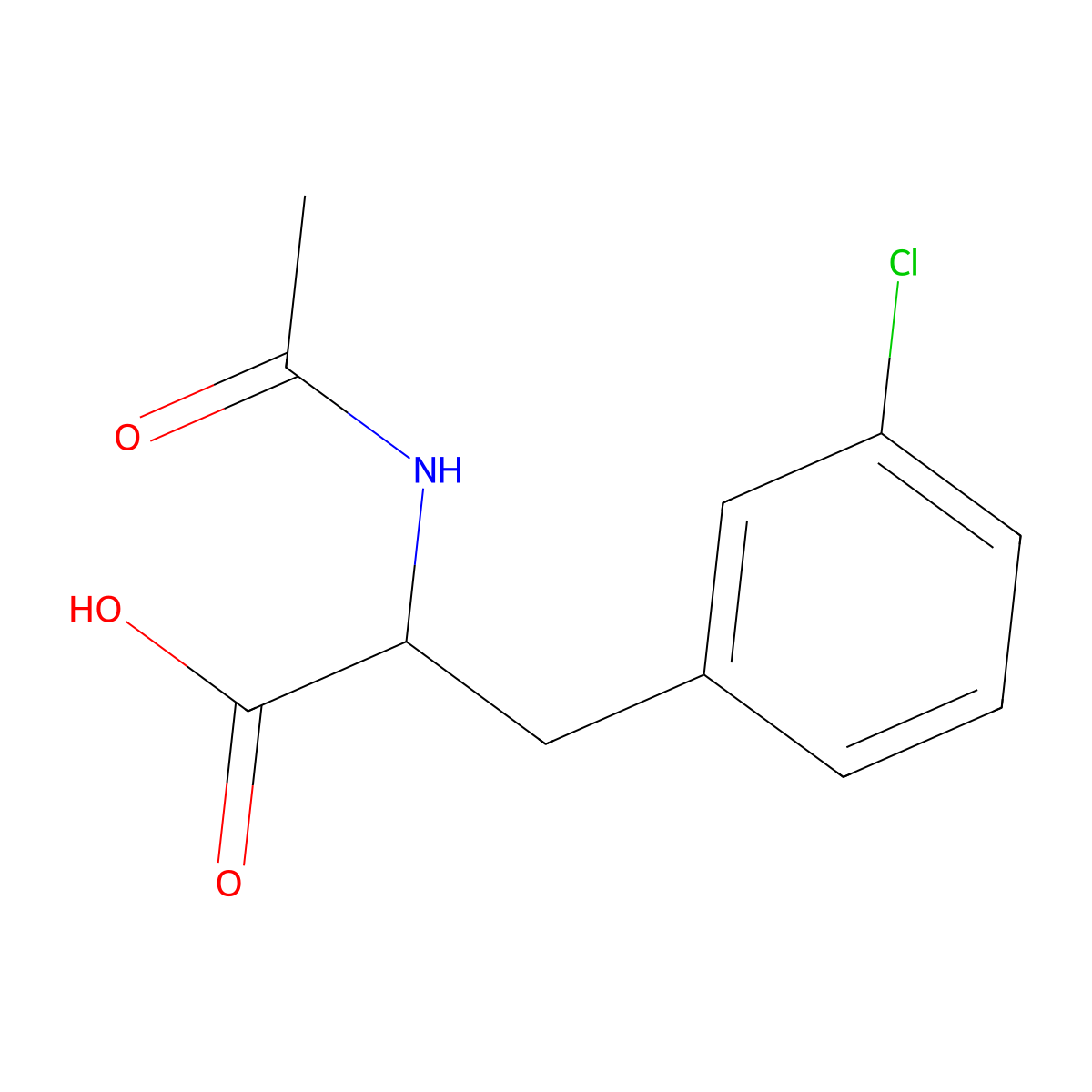 (R)-2-Acetamido-3-(3-chlorophenyl)propanoic acid molecular structure, CAS 197087-50-6