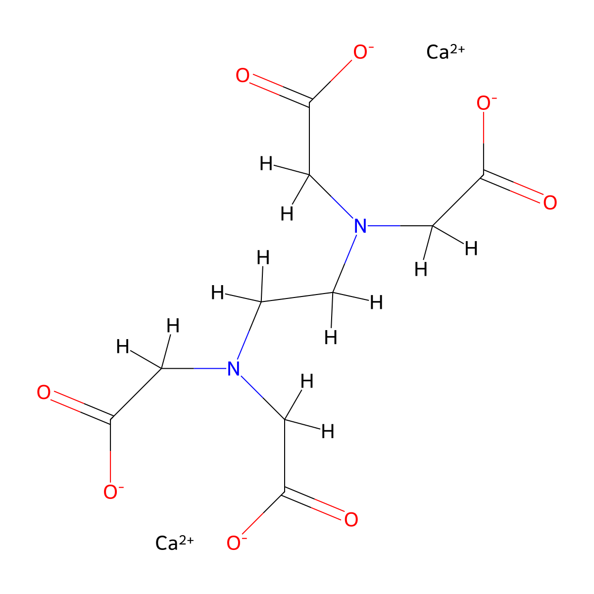 Dicalcium EDTA molecular structure, CAS 19709-85-4