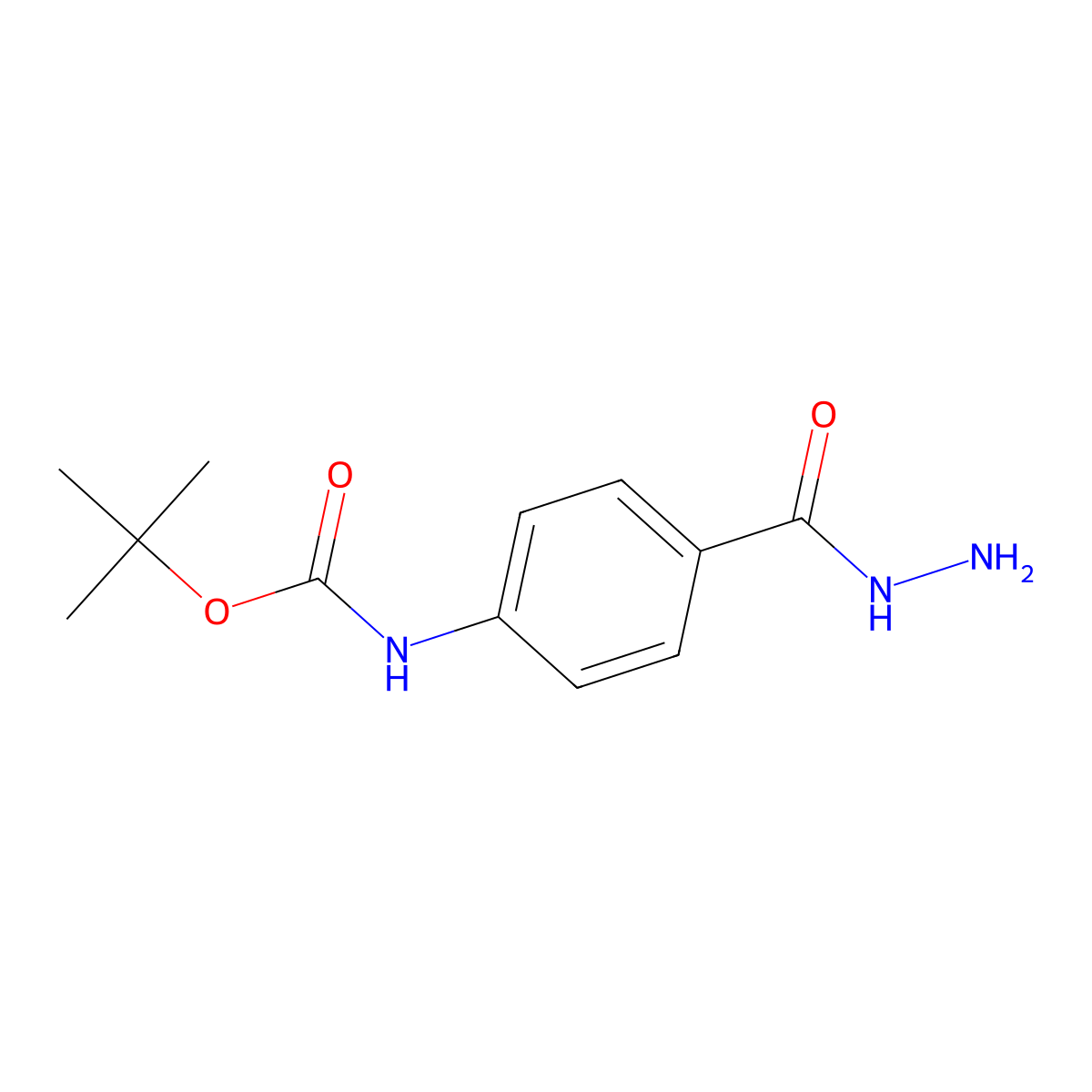 Tert-butyl N-[4-(hydrazinecarbonyl)phenyl]carbamate molecular structure, CAS 197092-43-6