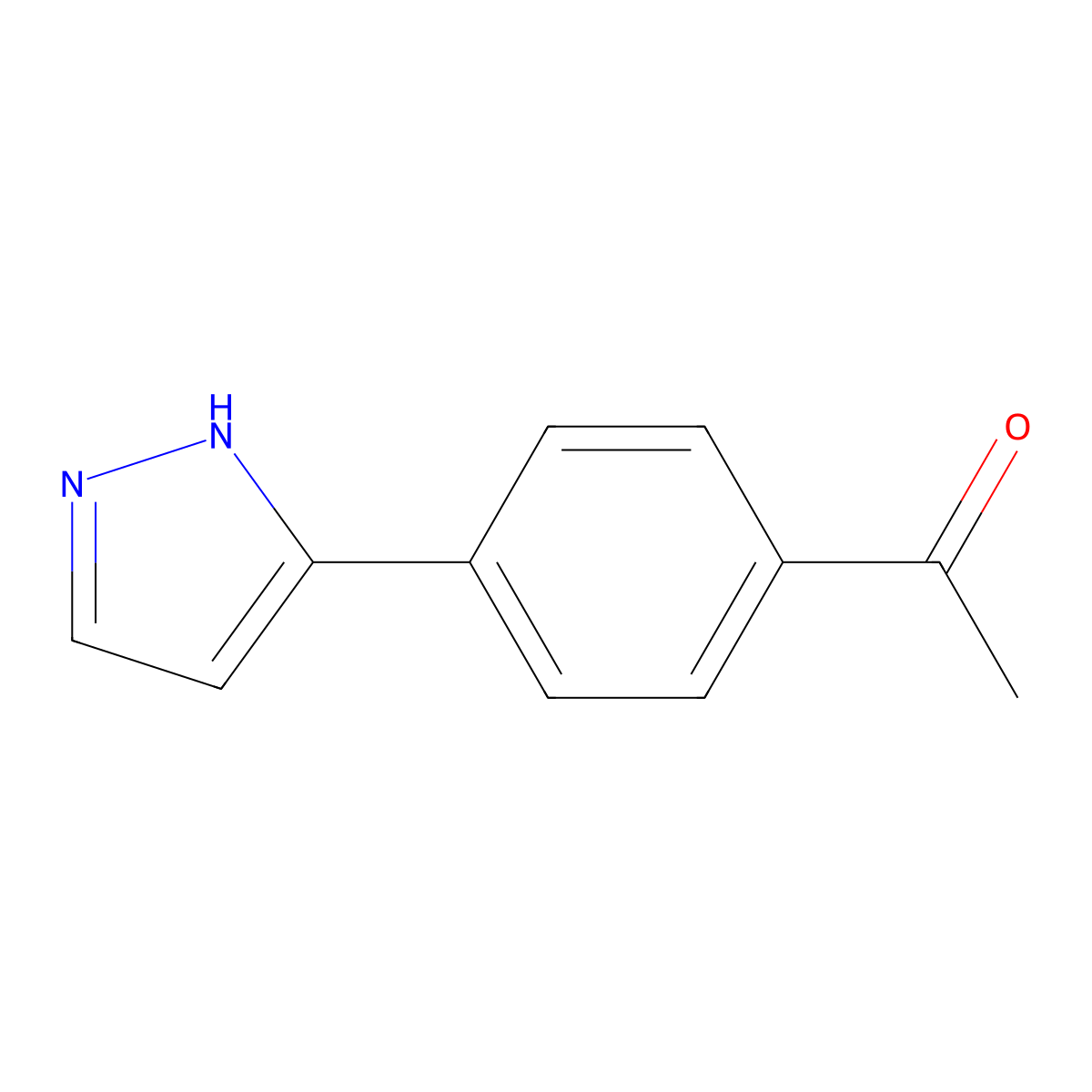 1-[4-(1H-pyrazol-3-yl)phenyl]ethan-1-one molecular structure, CAS 197093-19-9