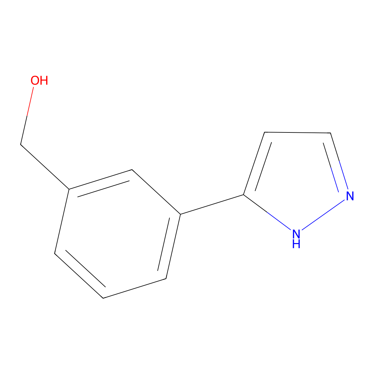 (3-(1H-pyrazol-3-yl)phenyl)methanol molecular structure, CAS 197093-23-5