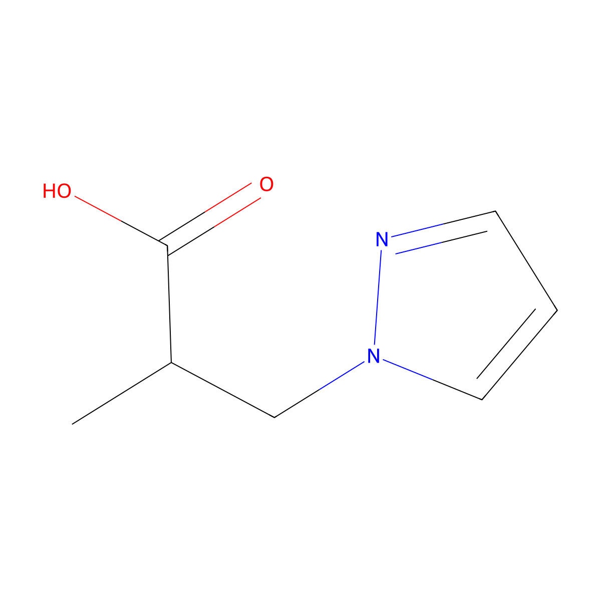 2-methyl-3-(1H-pyrazol-1-yl)propanoic acid molecular structure, CAS 197094-12-5