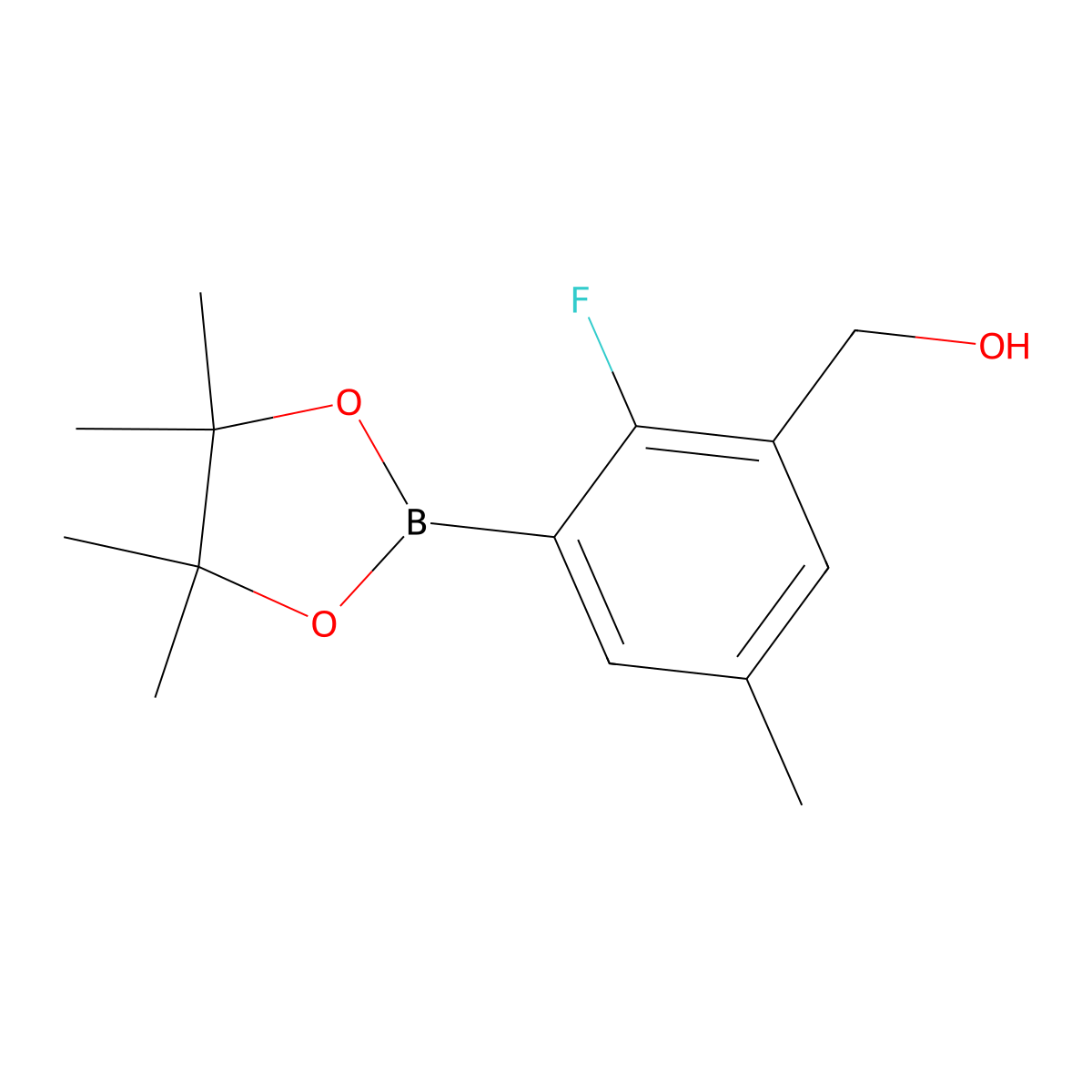 [2-Fluoro-5-methyl-3-(tetramethyl-1,3,2-dioxaborolan-2-yl)phenyl]methanol molecular structure, CAS 1970977-50-4