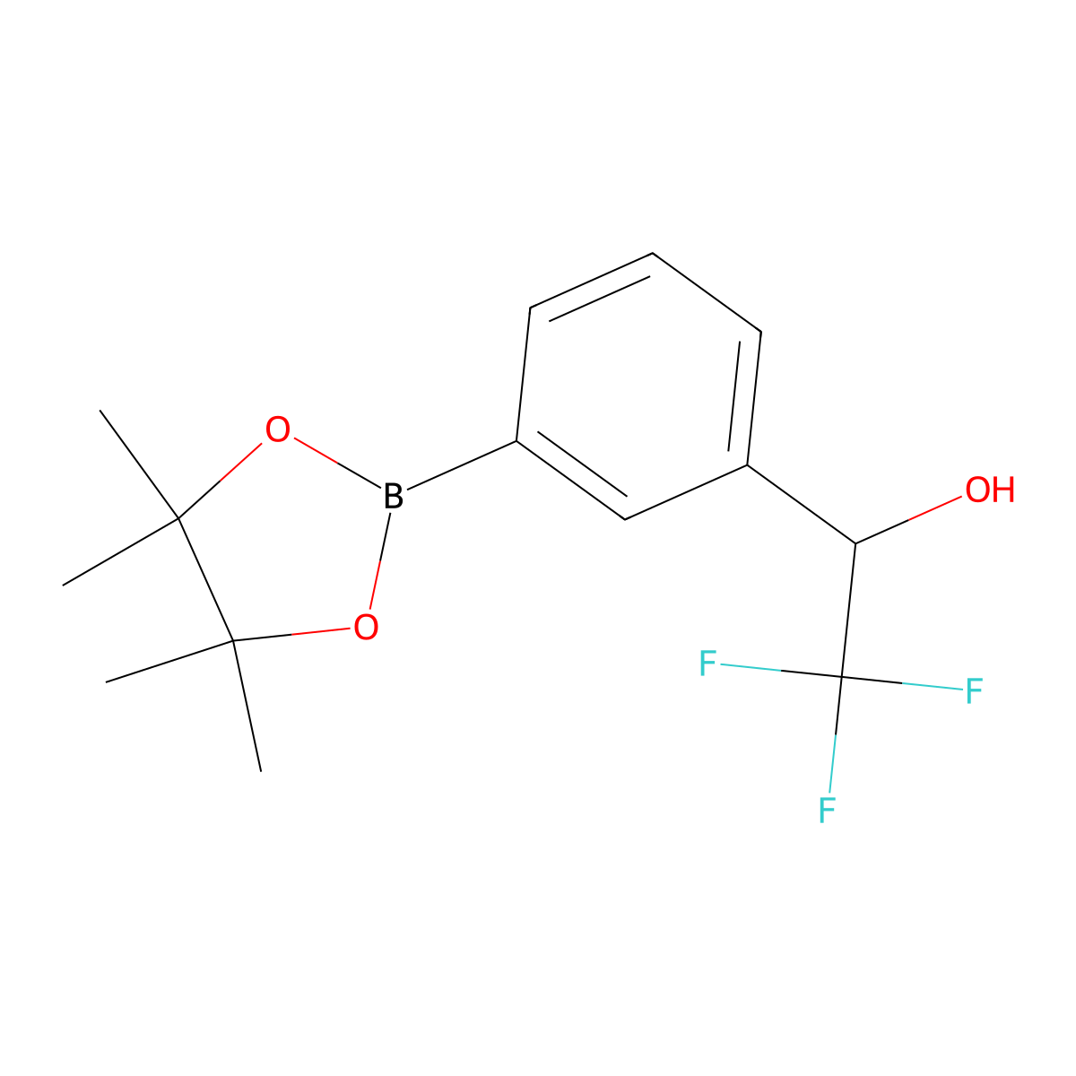 2,2,2-Trifluoro-1-(3-(4,4,5,5-tetramethyl-1,3,2-dioxaborolan-2-YL)phenyl)ethanol molecular structure, CAS 1970977-56-0