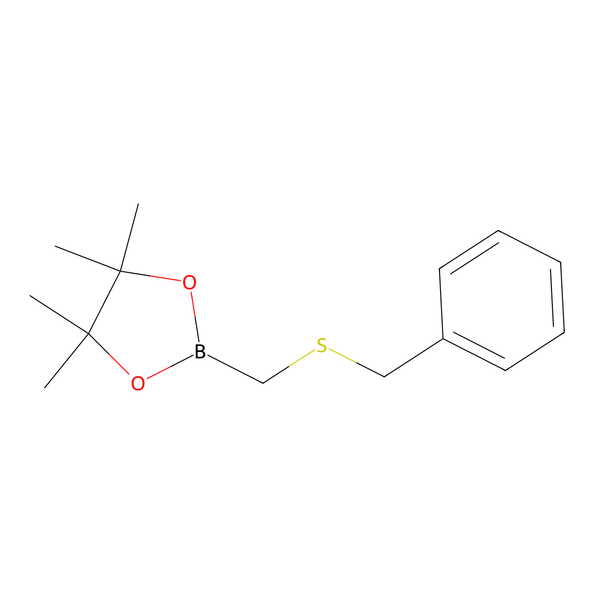 2-((Benzylsulfanyl)methyl)-4,4,5,5-tetramethyl-1,3,2-dioxaborolane molecular structure, CAS 1971085-82-1