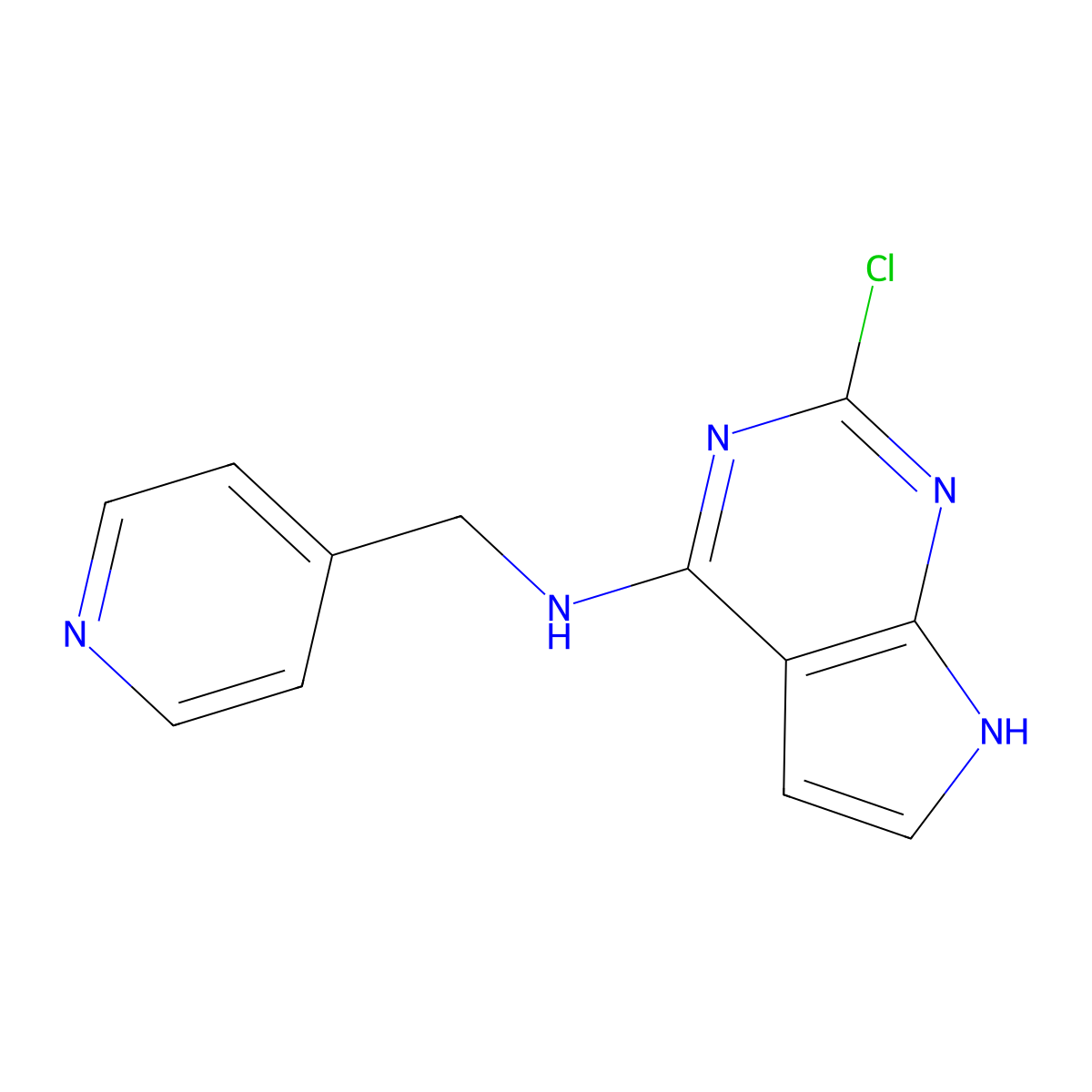 2-Chloro-N-(pyridin-4-ylmethyl)-7H-pyrrolo[2,3-d]pyrimidin-4-amine molecular structure, CAS 1971086-99-3
