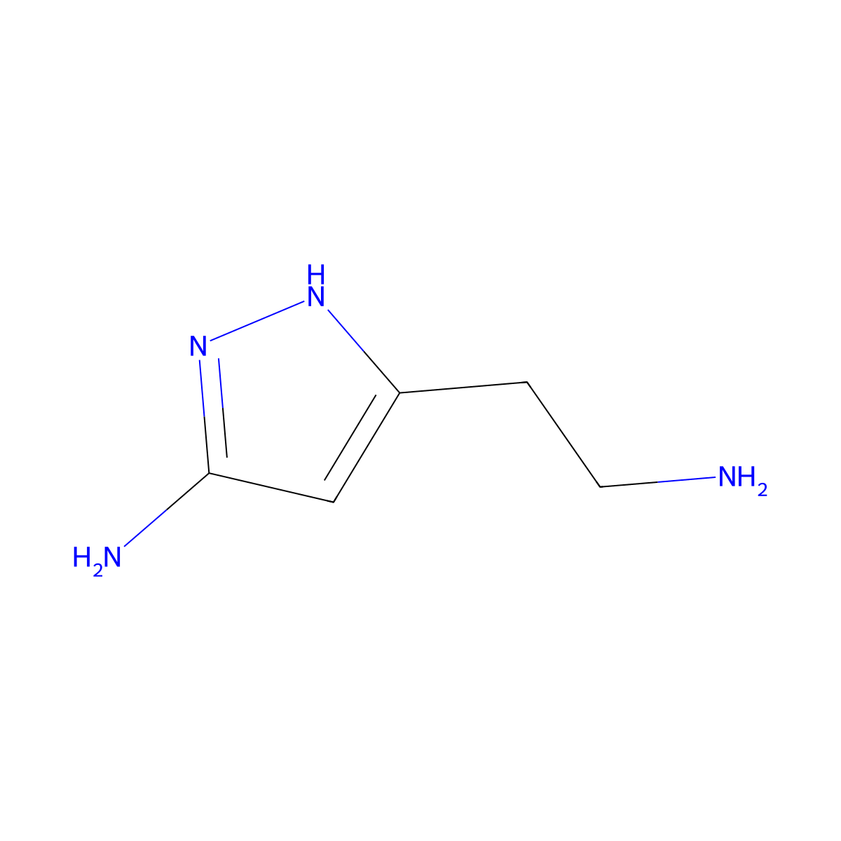 3-(2-aminoethyl)-1H-pyrazol-5-amine molecular structure, CAS 1971124-77-2