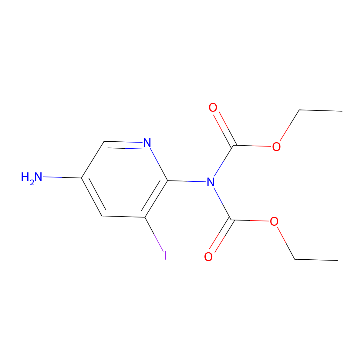 ethyl N-(5-amino-3-iodopyridin-2-yl)-N-(ethoxycarbonyl)carbamate molecular structure, CAS 1971131-37-9