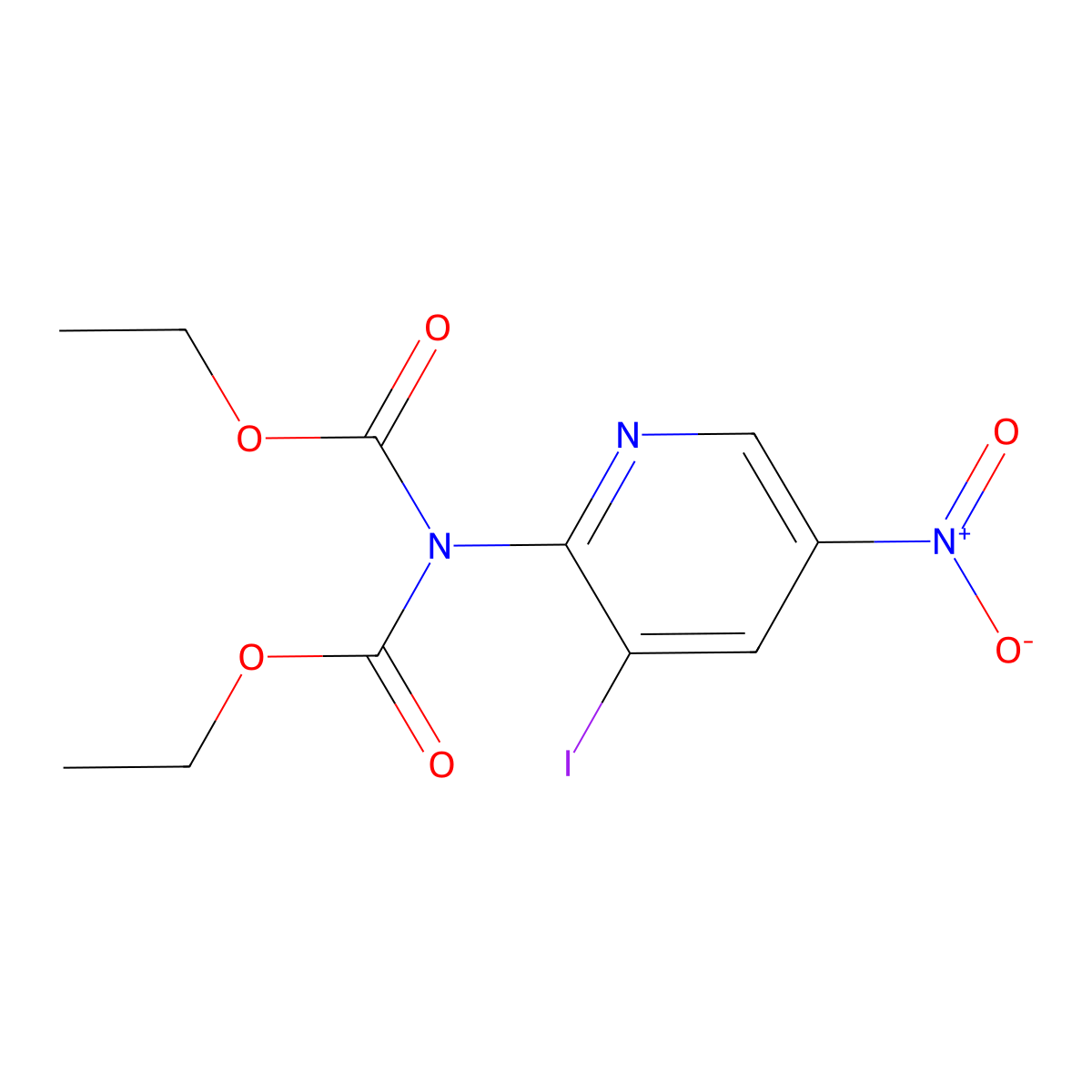 ethyl N-(ethoxycarbonyl)-N-(3-iodo-5-nitropyridin-2-yl)carbamate molecular structure, CAS 1971131-38-0