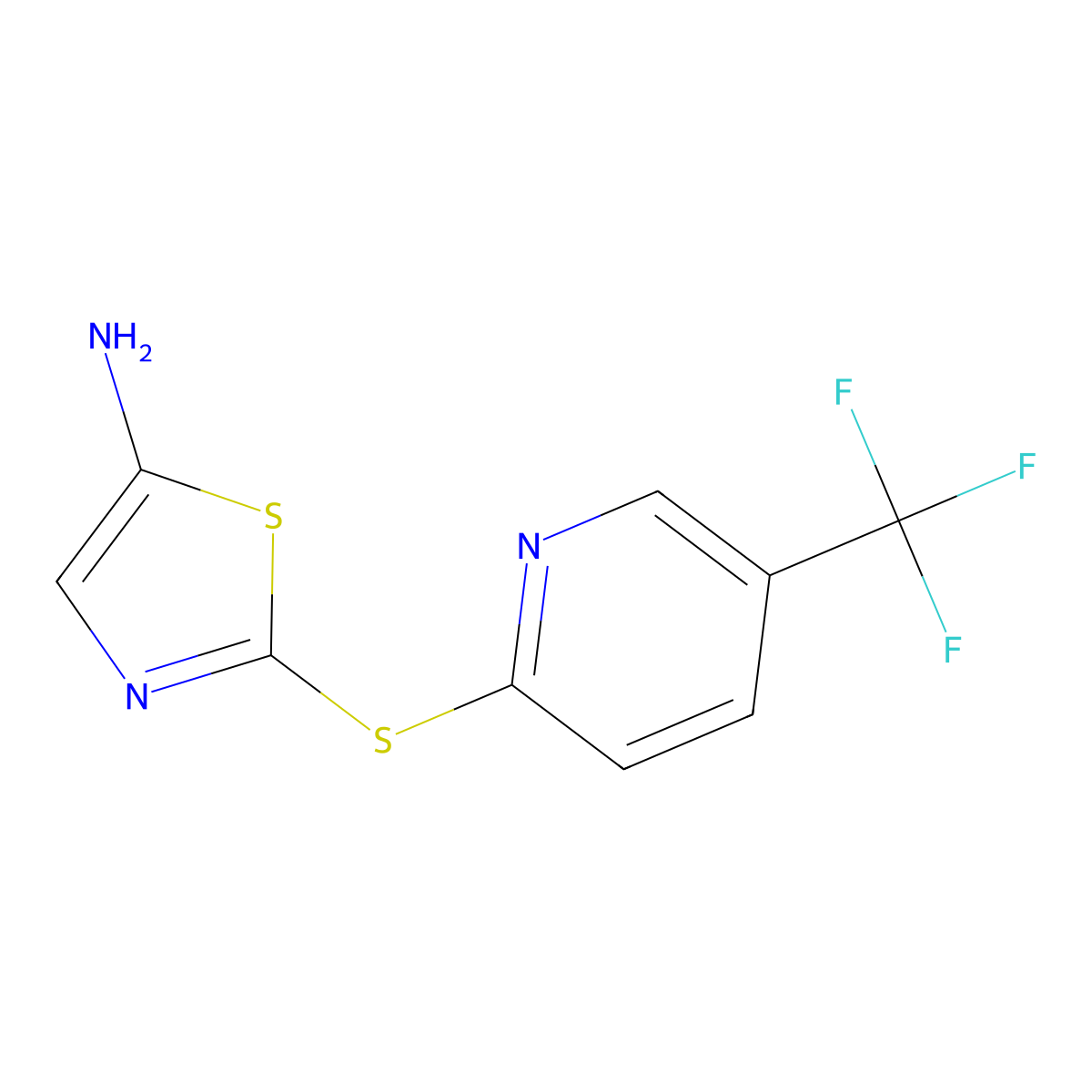 2-{[5-(Trifluoromethyl)pyridin-2-yl]sulfanyl}-1,3-thiazol-5-amine molecular structure, CAS 1971176-94-9