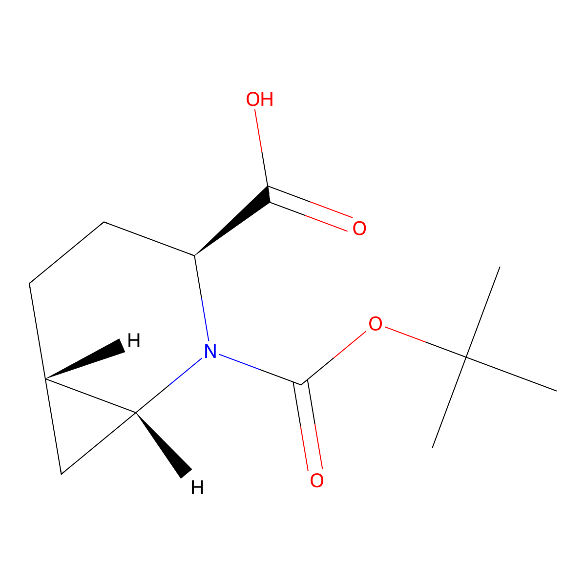 (1R,3S,6S)-2-(tert-butoxycarbonyl)-2-azabicyclo[4.1.0]heptane-3-carboxylic acid molecular structure, CAS 197142-47-5