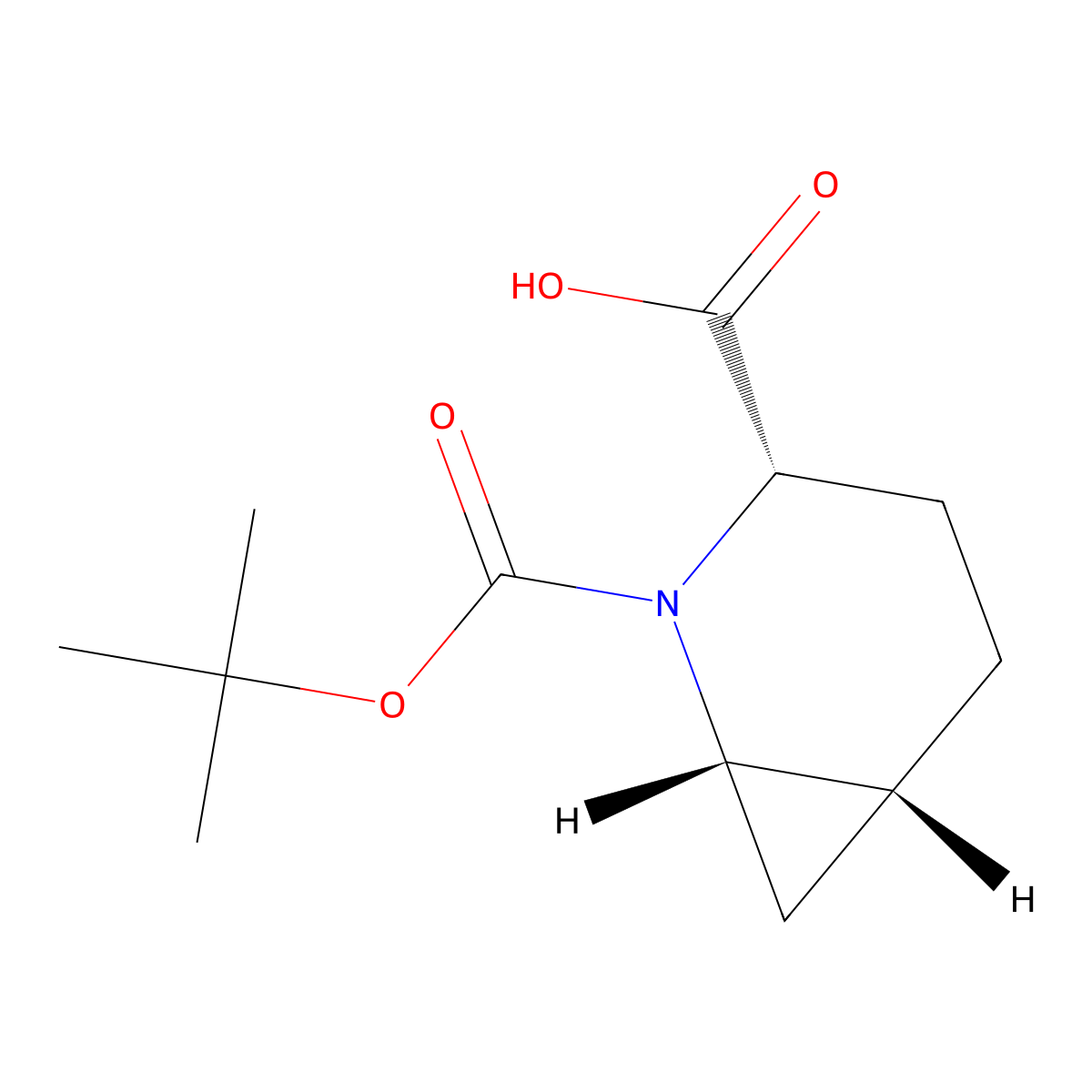 (1S,3S,6R)-2-(tert-Butoxycarbonyl)-2-azabicyclo[4.1.0]heptane-3-carboxylic acid molecular structure, CAS 197142-49-7