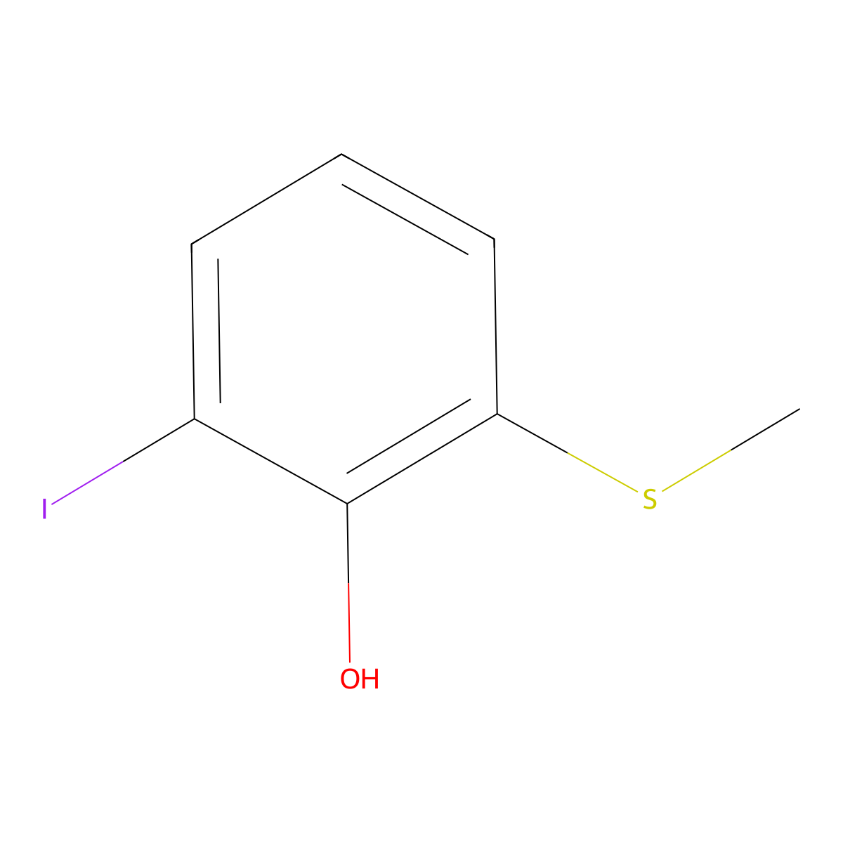 2-Iodo-6-(methylthio)phenol molecular structure, CAS 197149-30-7