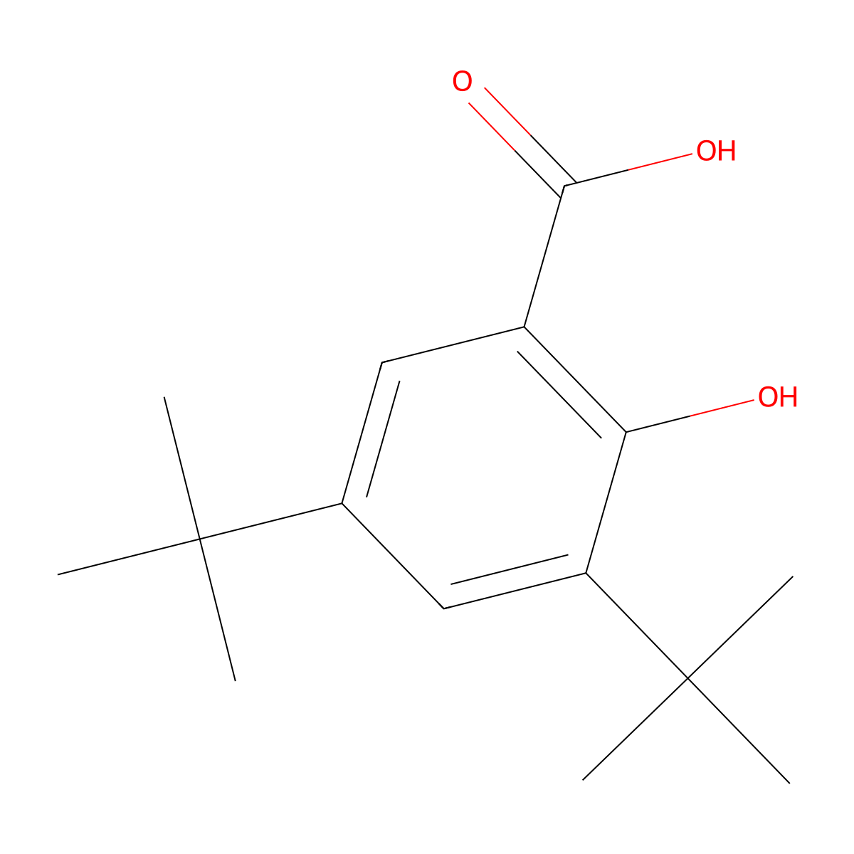 3,5-Bis(1,1-dimethylethyl)-2-hydroxybenzoic acid molecular structure, CAS 19715-19-6