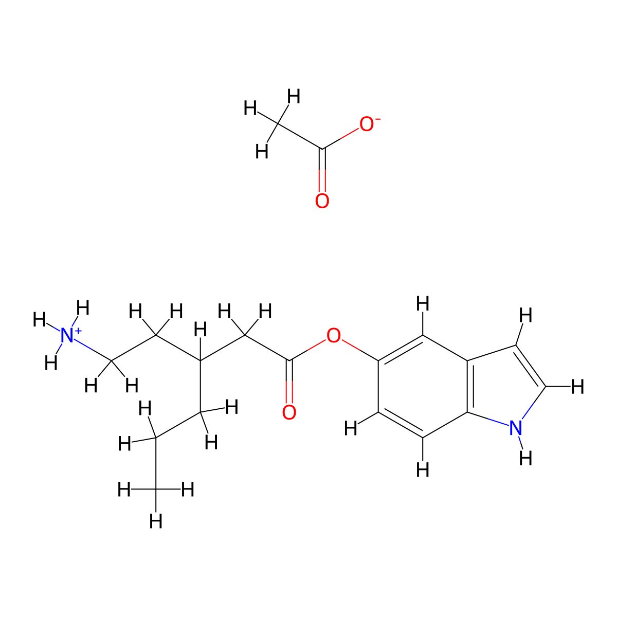 Acetic acid--1H-indol-5-yl 3-(2-aminoethyl)hexanoate (1/1) molecular structure, CAS 19716-83-7