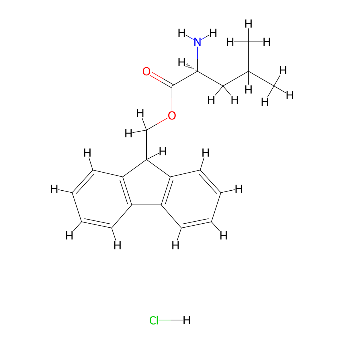 L-Leucine 9-fluorenylmethyl ester hydrochloride molecular structure, CAS 197162-68-8