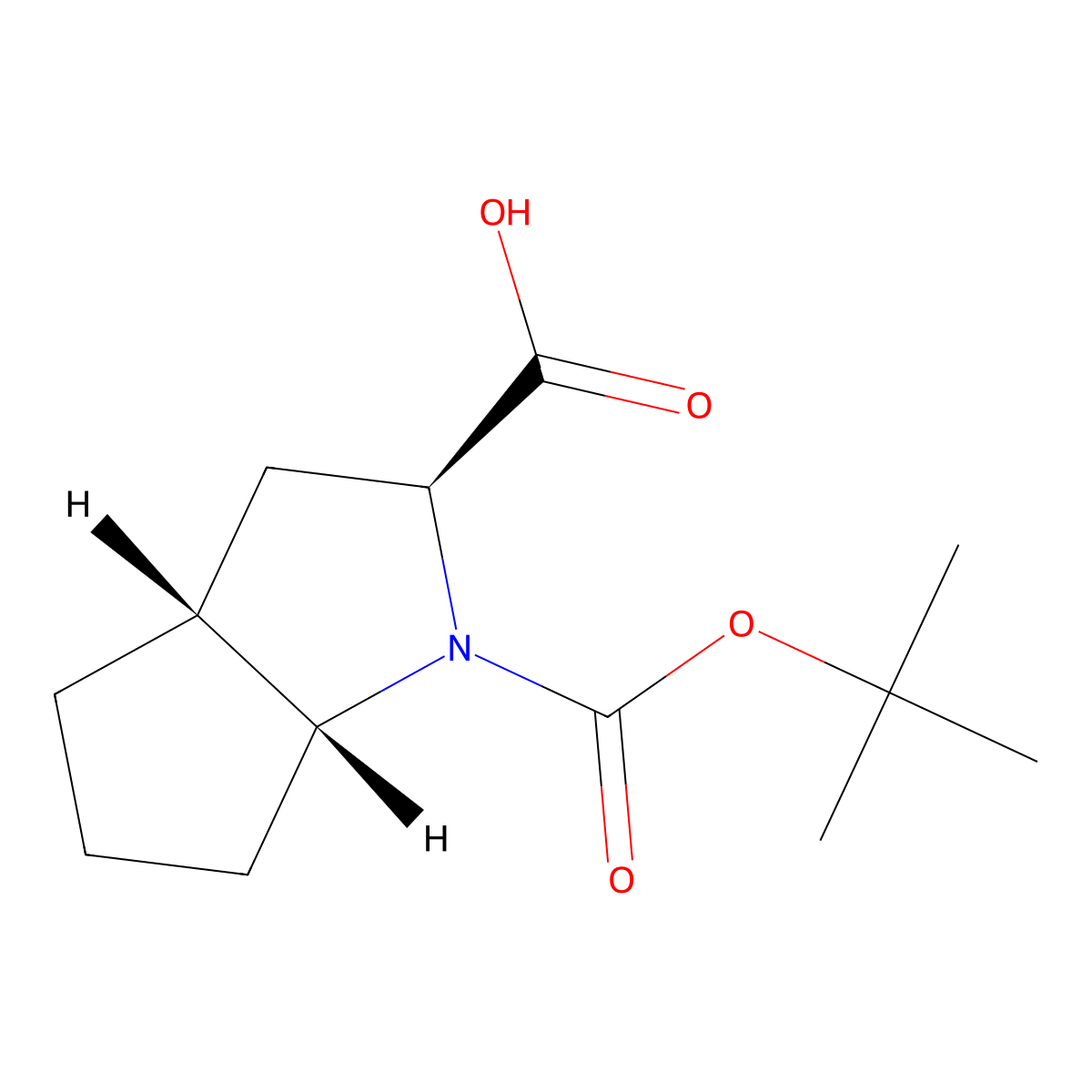 (2S,3aR,6aR)-1-(tert-butoxycarbonyl)octahydrocyclopenta[b]pyrrole-2-carboxylic acid molecular structure, CAS 197166-32-8