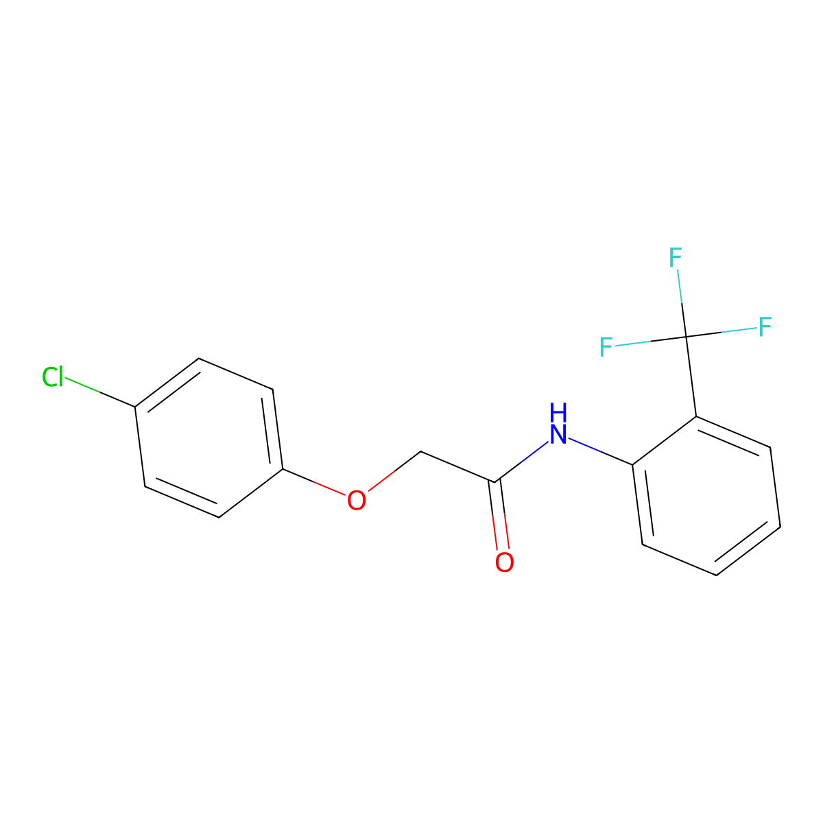 2-(4-chlorophenoxy)-N-[2-(trifluoromethyl)phenyl]acetamide molecular structure, CAS 197169-85-0