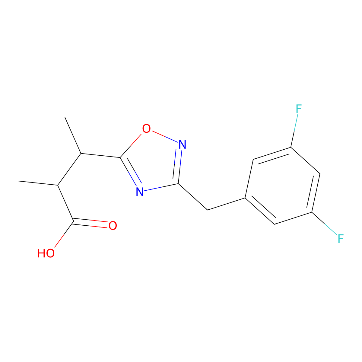 3-{3-[(3,5-Difluorophenyl)methyl]-1,2,4-oxadiazol-5-yl}-2-methylbutanoic acid molecular structure, CAS 1971701-88-8