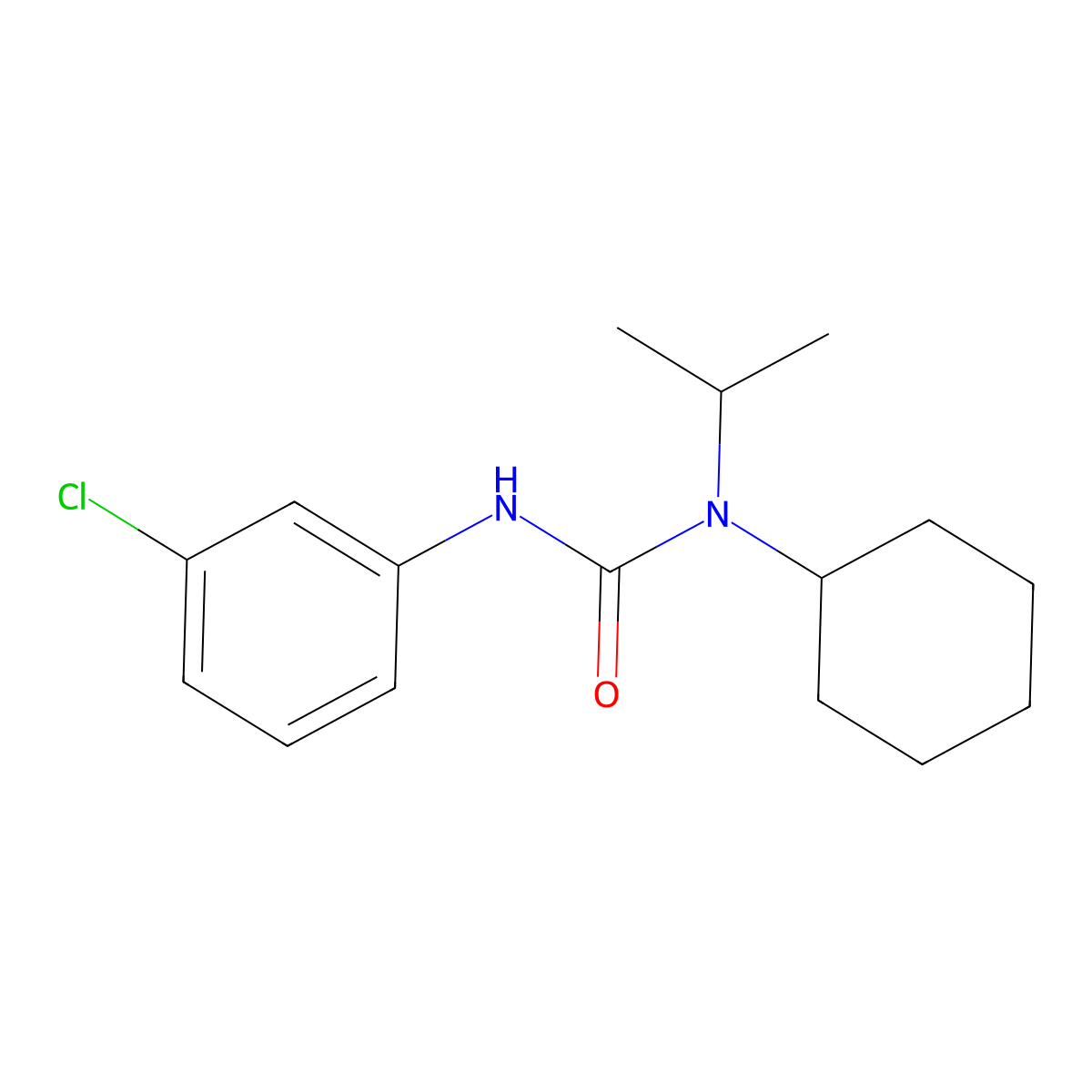 N'-(3-chlorophenyl)-N-cyclohexyl-N-isopropylurea molecular structure, CAS 197171-00-9