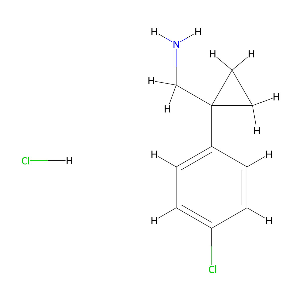 (1-(4-Chlorophenyl)cyclopropyl)methanamine hydrochloride molecular structure, CAS 197171-08-7