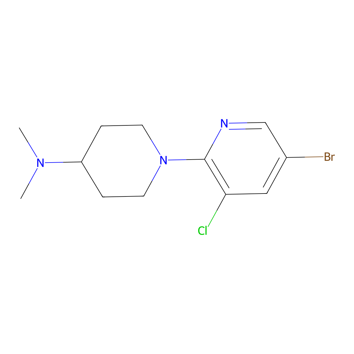 1-(5-bromo-3-chloropyridin-2-yl)-N,N-dimethylpiperidin-4-amine molecular structure, CAS 1971793-80-2