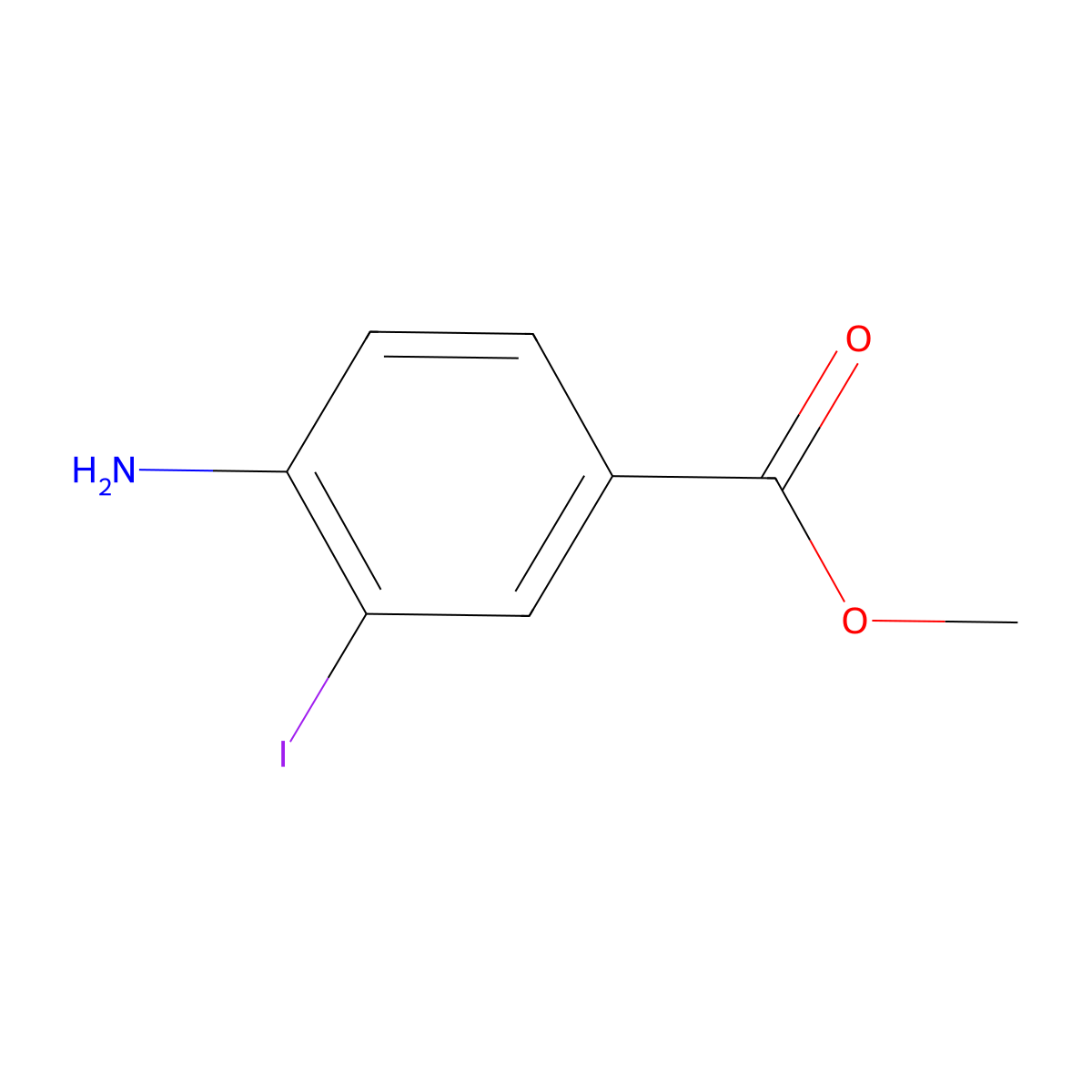 Methyl 4-amino-3-iodobenzoate molecular structure, CAS 19718-49-1