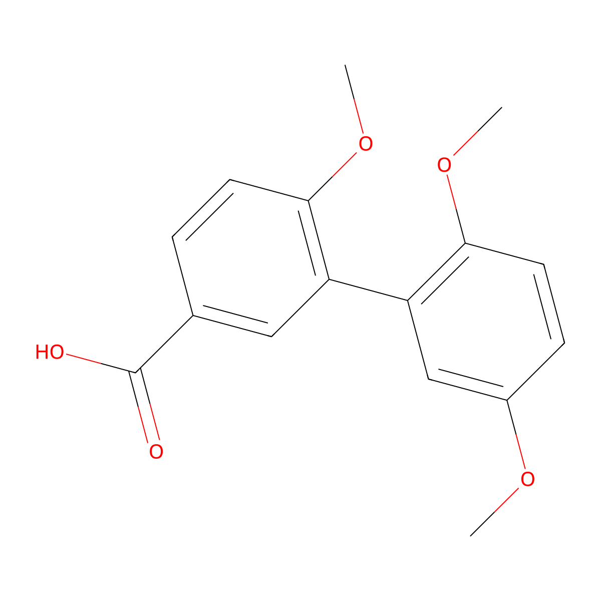 2',5',6-Trimethoxy[1,1'-biphenyl]-3-carboxylic acid molecular structure, CAS 19718-50-4