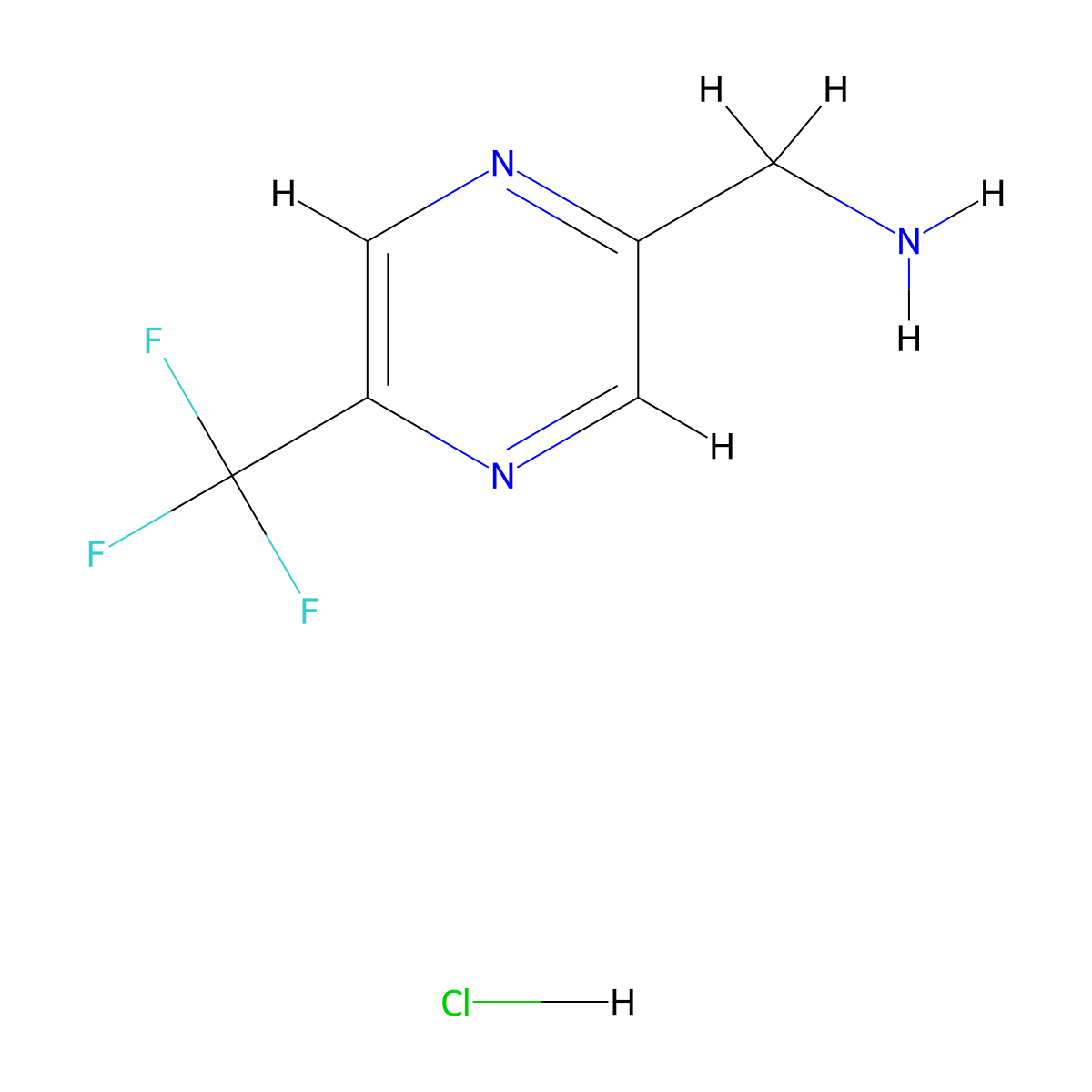 (5-(Trifluoromethyl)pyrazin-2-yl)methanamine xhydrochloride molecular structure, CAS 1971857-88-1