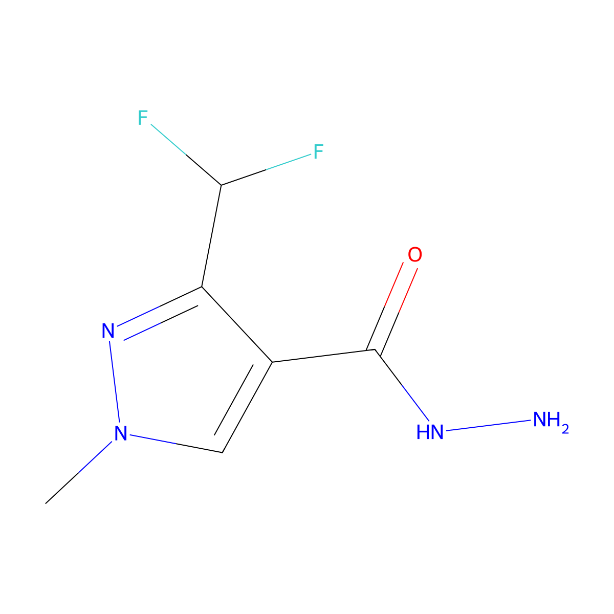 3-(Difluoromethyl)-1-methylpyrazole-4-carbohydrazide molecular structure, CAS 1971924-40-9
