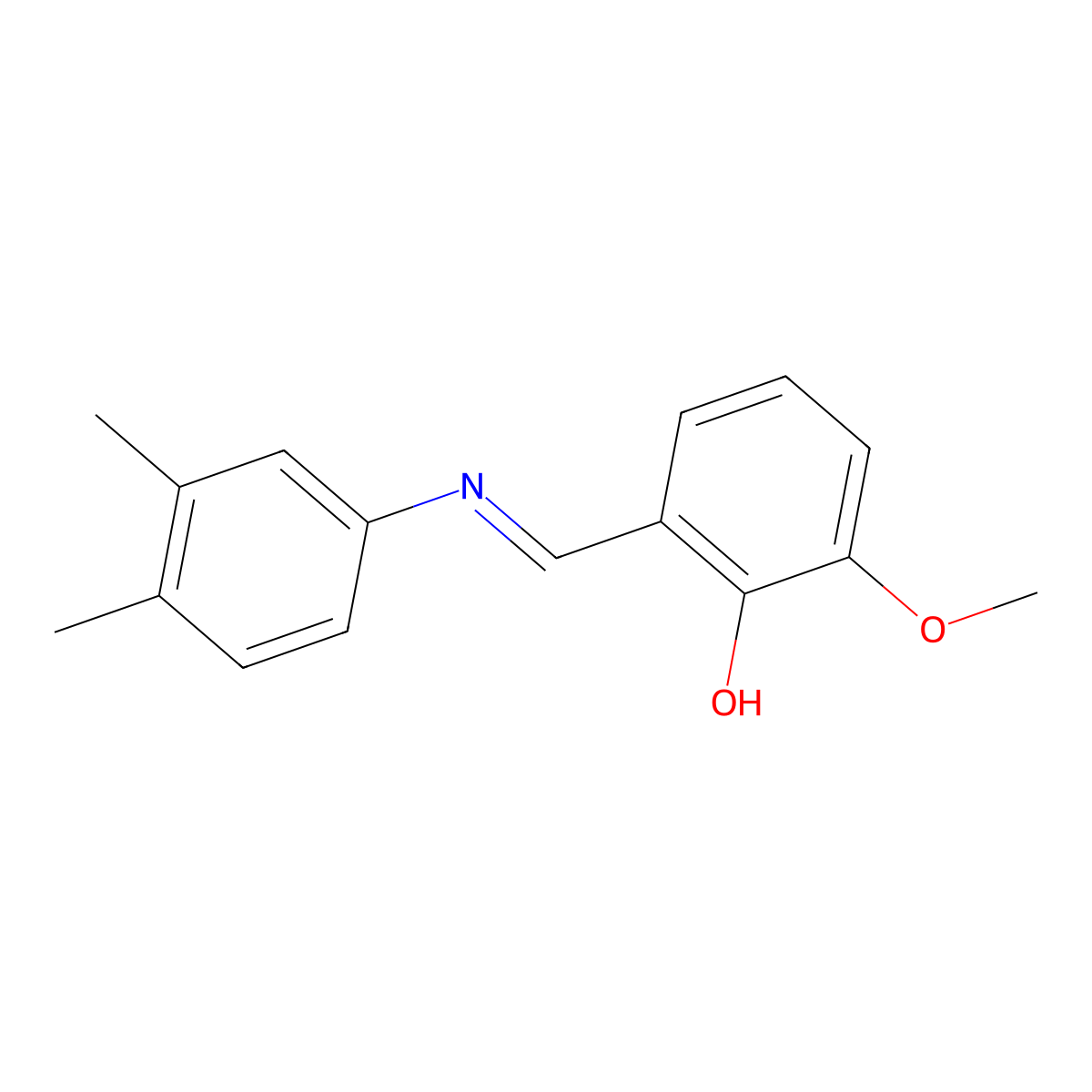 2-{(E)-[(3,4-dimethylphenyl)imino]methyl}-6-methoxyphenol molecular structure, CAS 1971946-53-8