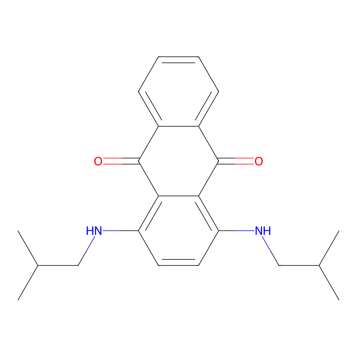 9,10-Anthracenedione, 1,4-bis((2-methylpropyl)amino)- molecular structure, CAS 19720-45-7