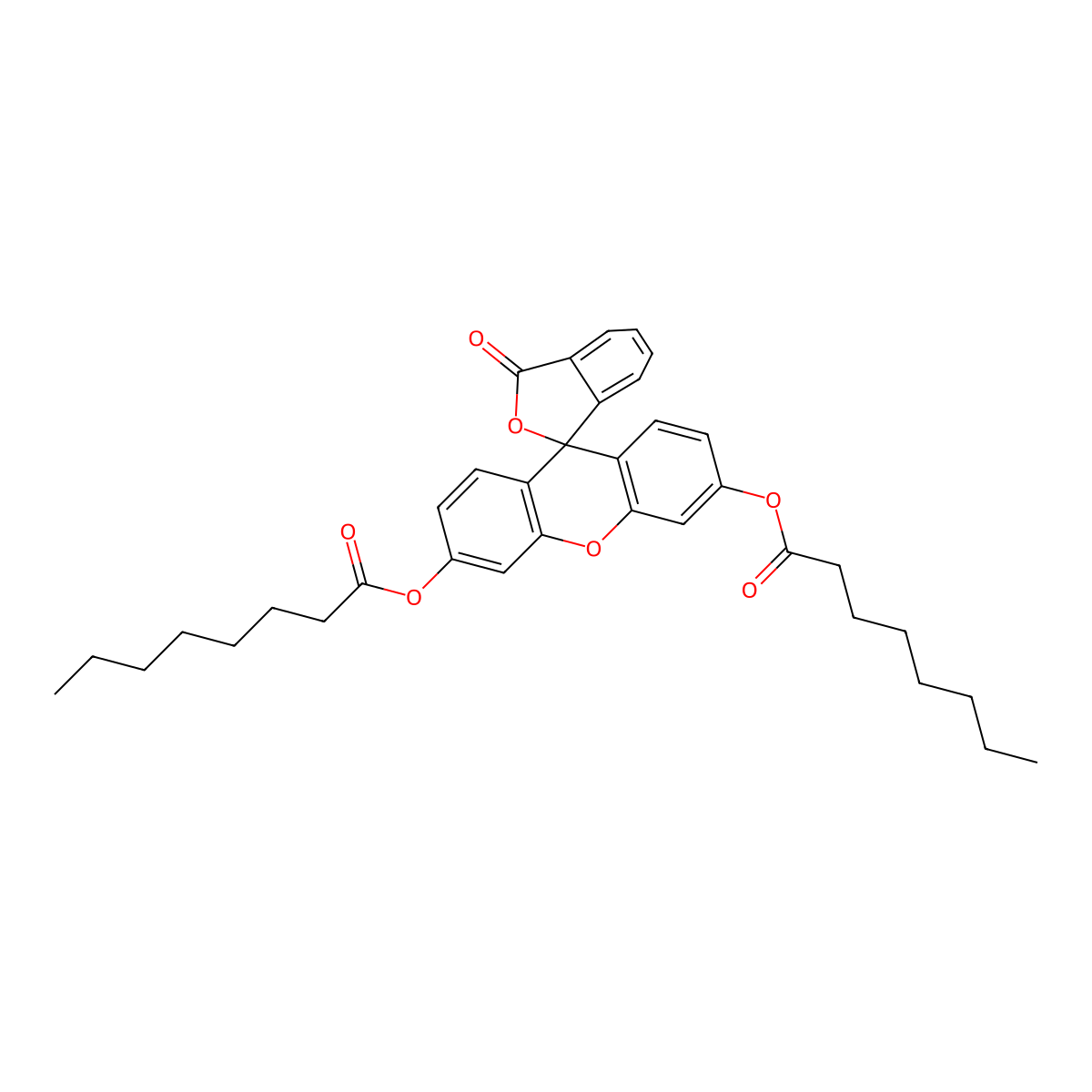 Fluorescein dioctanoate molecular structure, CAS 19722-86-2