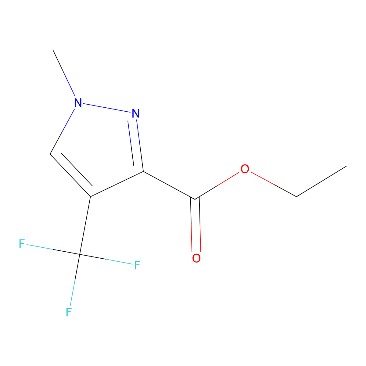 Ethyl 1-methyl-4-(trifluoromethyl)-1H-pyrazole-3-carboxylate molecular structure, CAS 197226-81-6