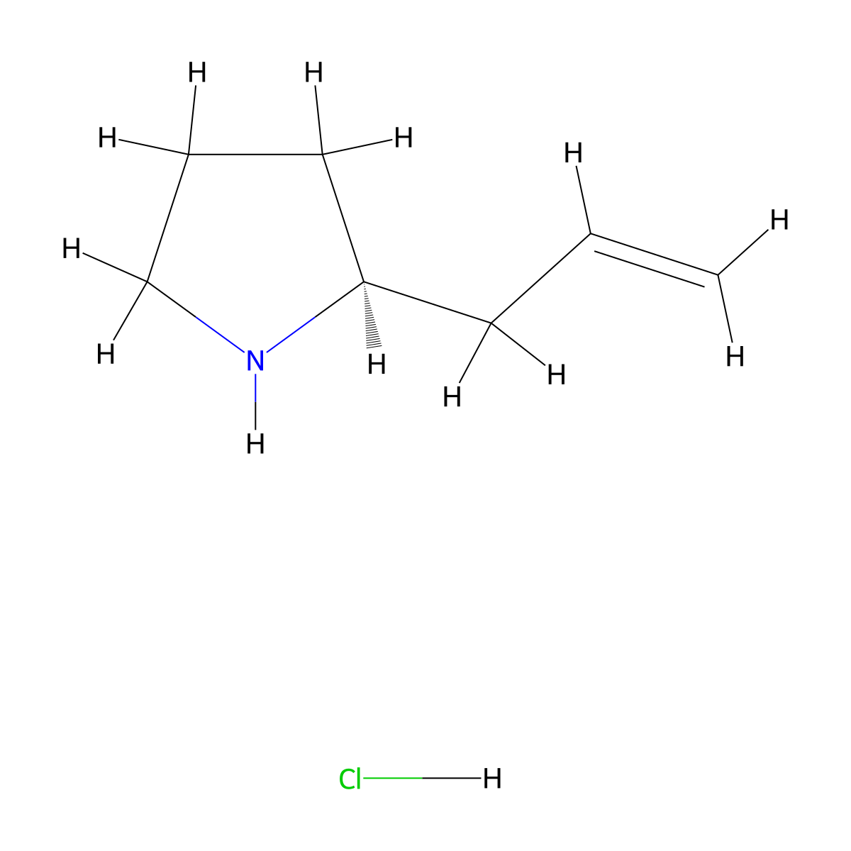(2S)-2-(prop-2-en-1-yl)pyrrolidine hydrochloride molecular structure, CAS 197230-28-7