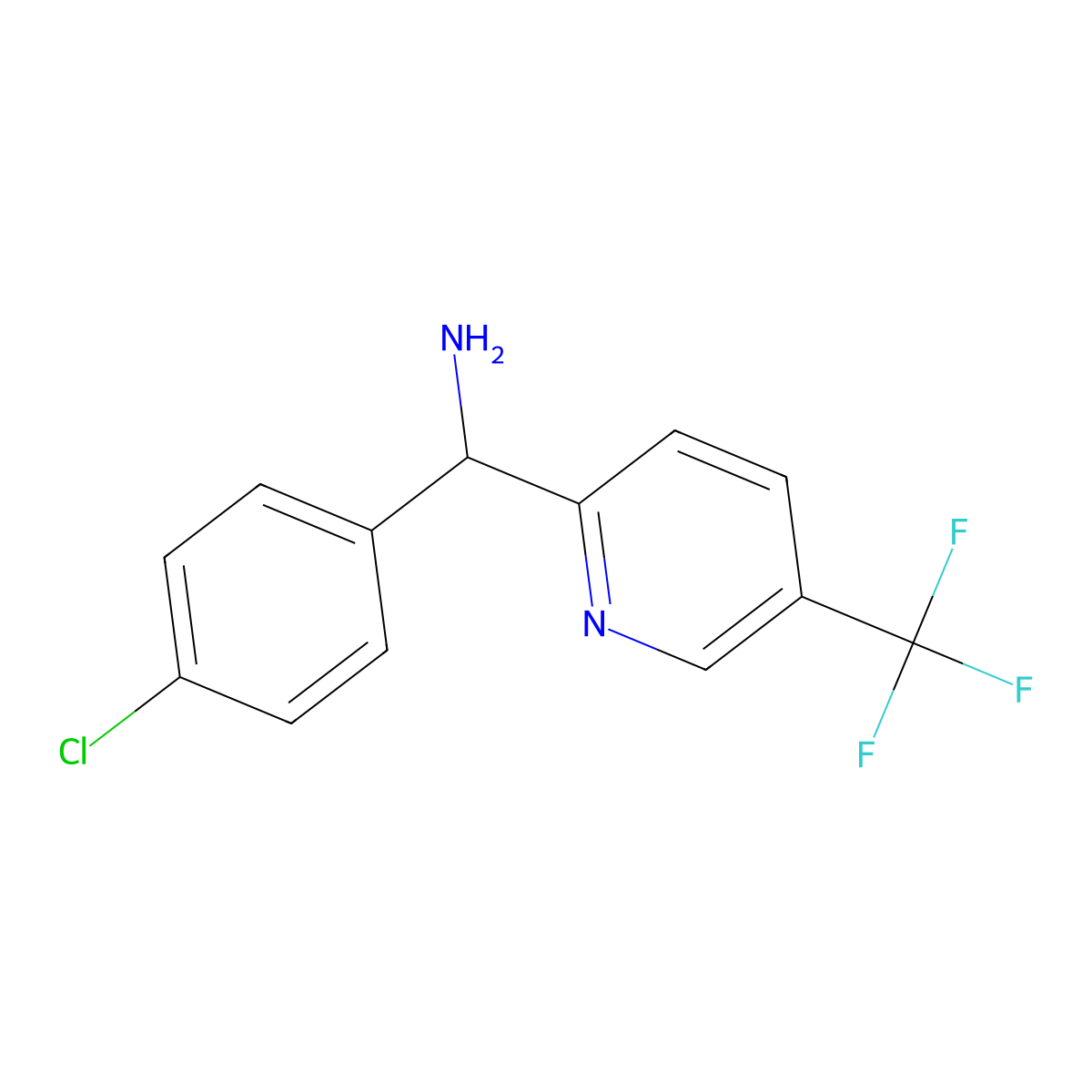 1-(4-Chlorophenyl)-1-[5-(trifluoromethyl)pyridin-2-yl]methanamine molecular structure, CAS 1972337-46-4